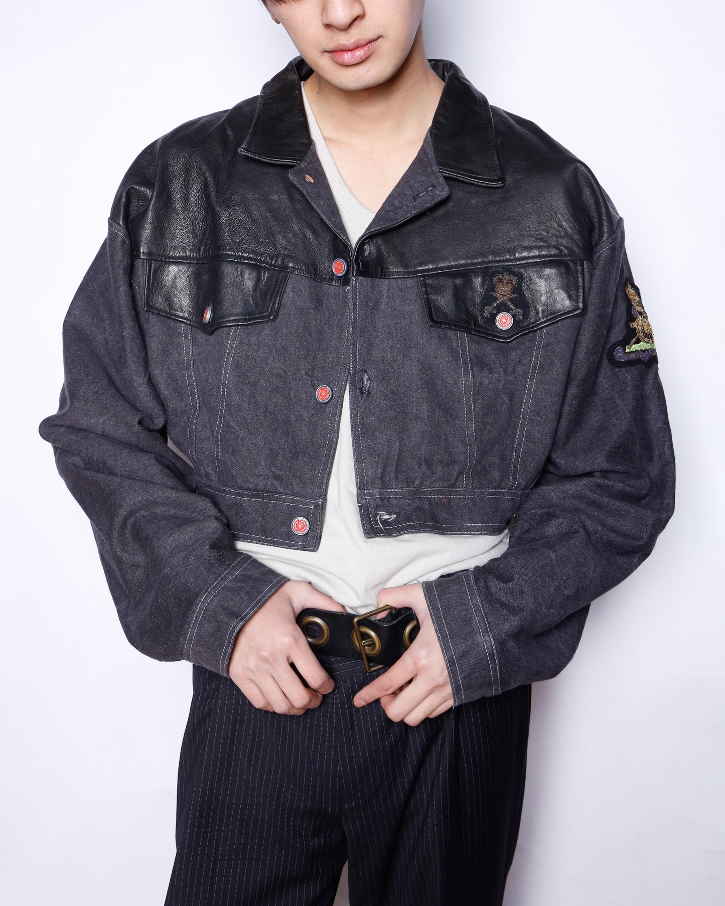 vintage euro hybrid cropped trucker jacket