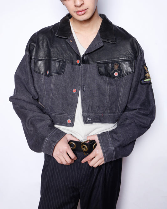 vintage euro hybrid cropped trucker jacket