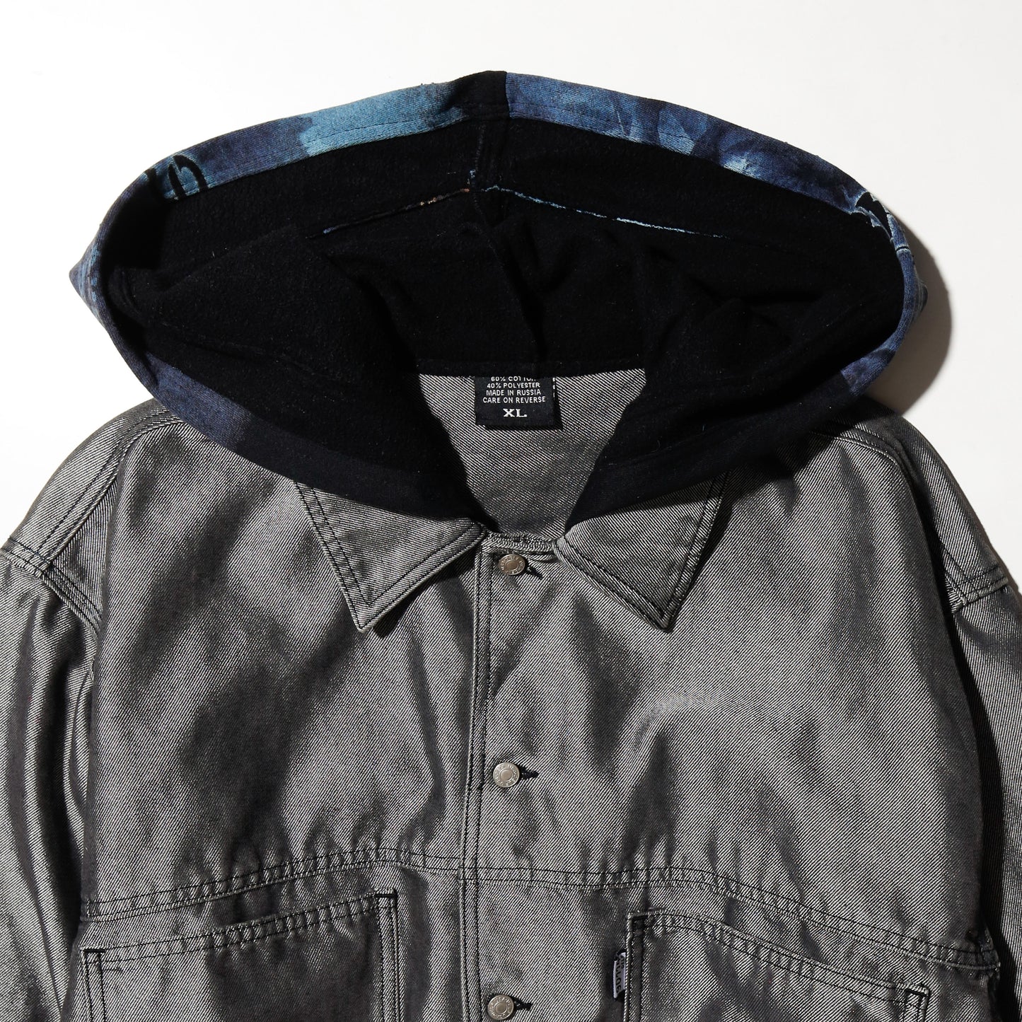 *one-off hybrid metalic trucker jacket