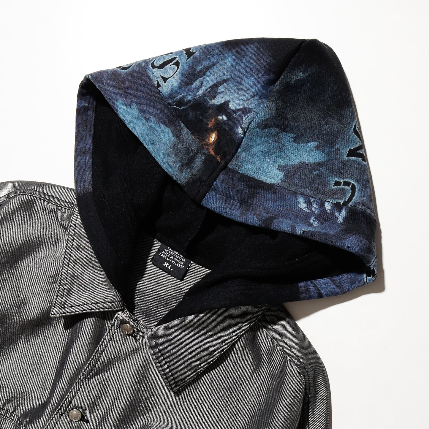 *one-off hybrid metalic trucker jacket