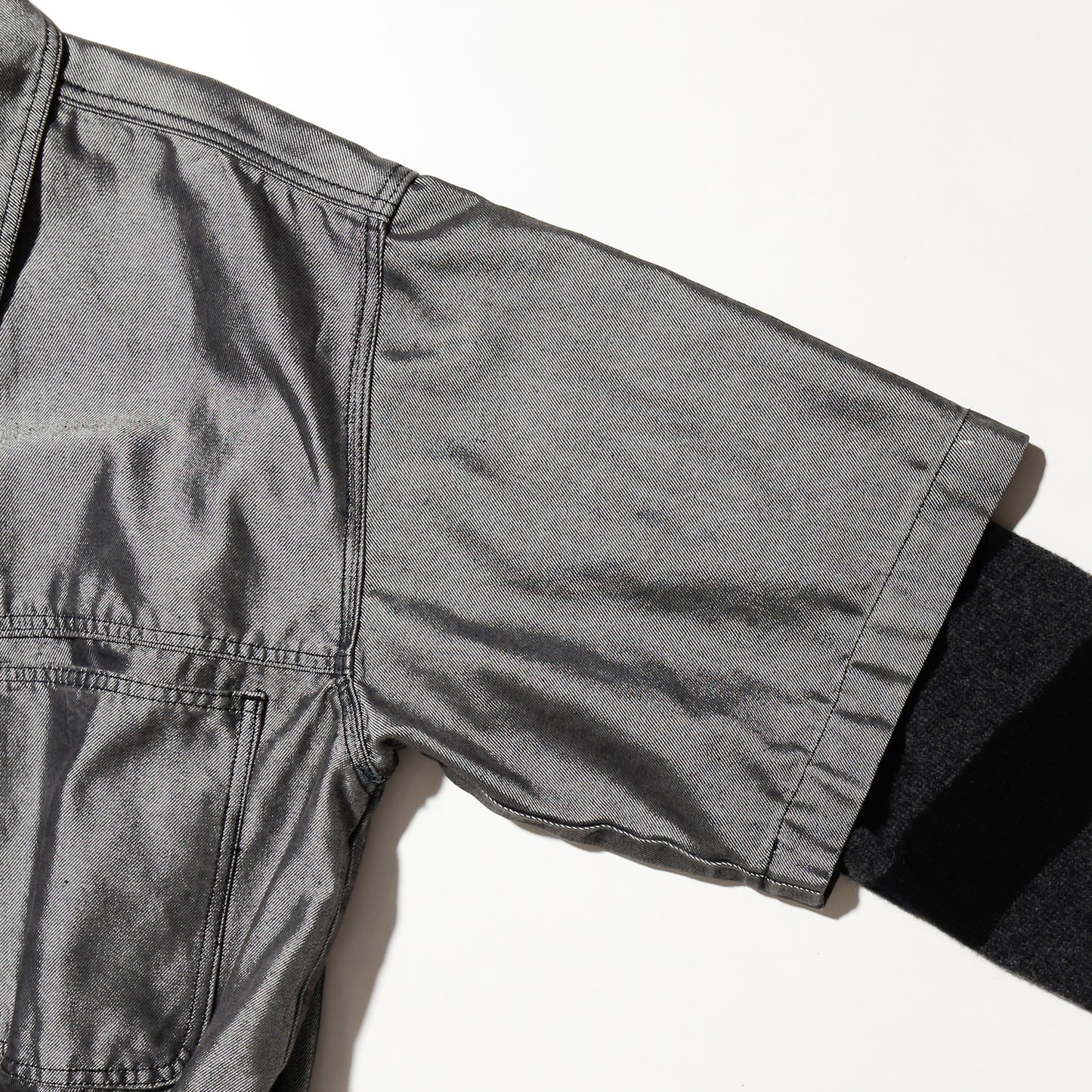 *one-off hybrid metalic trucker jacket