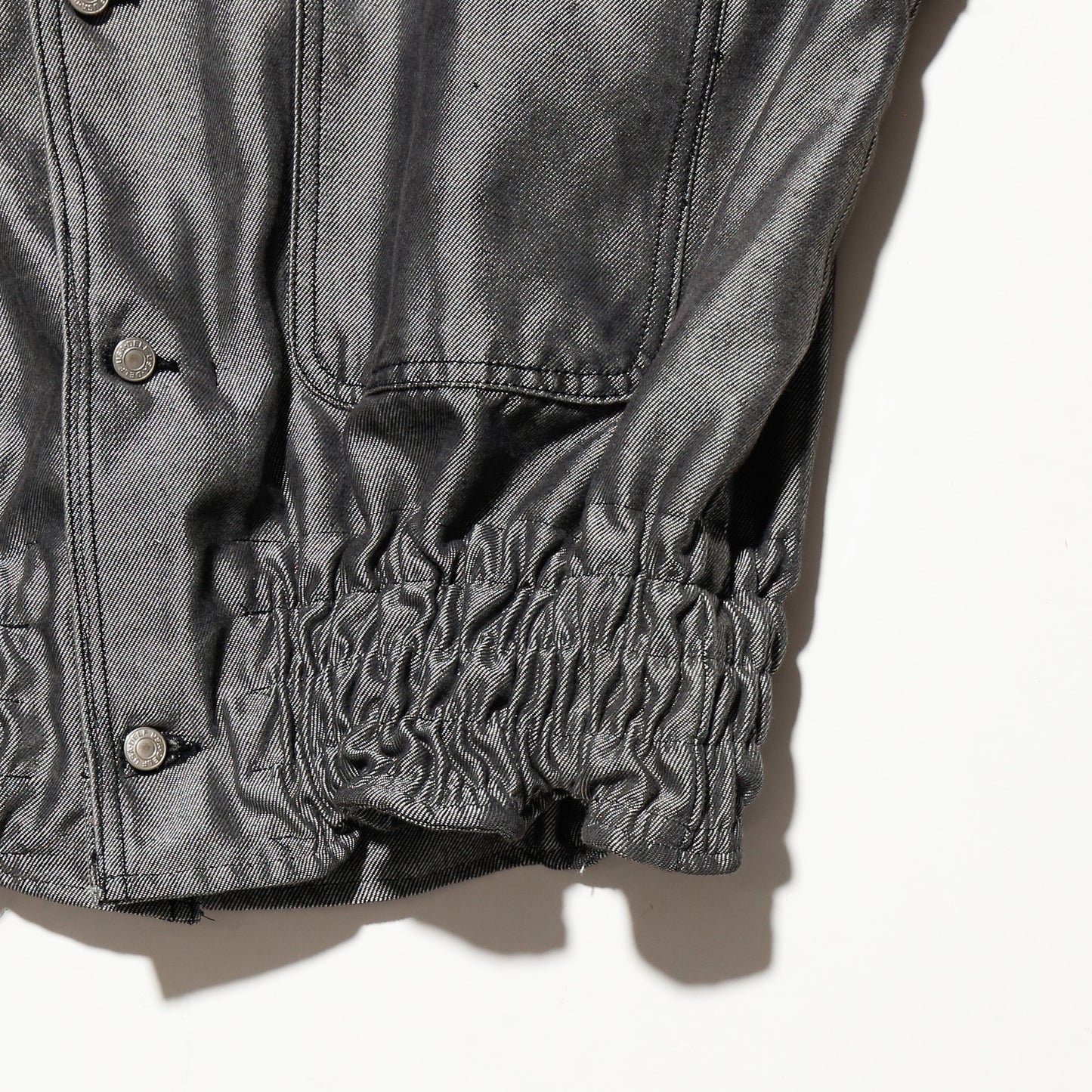 *one-off hybrid metalic trucker jacket