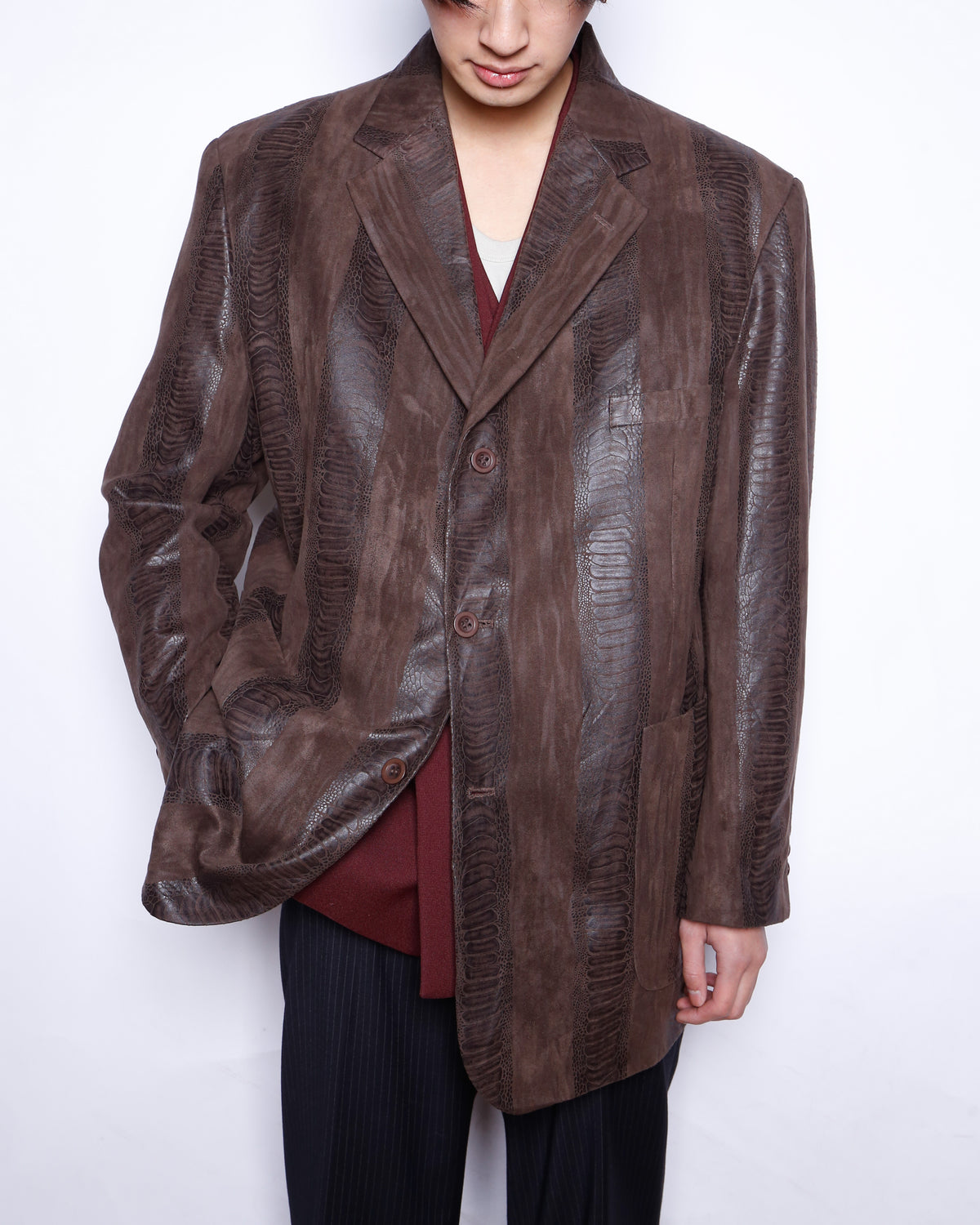 vintage faux croc tailored jacket