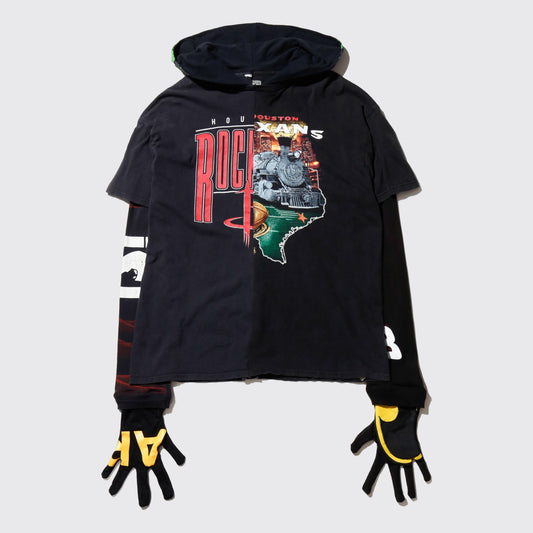 *one-off hybrid hooded cut sew, with detachable gloves
