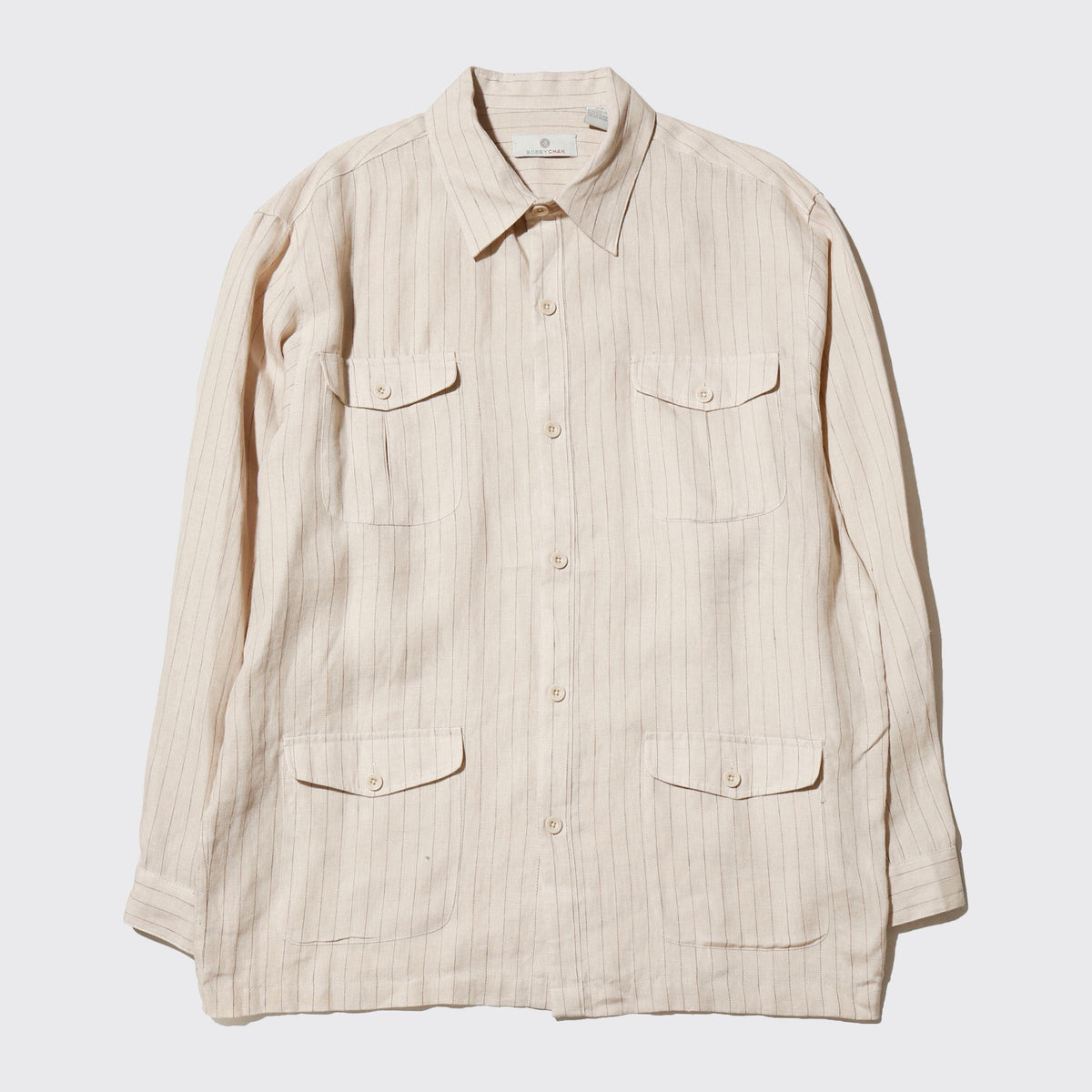 vintage stripe linen 4p shirt