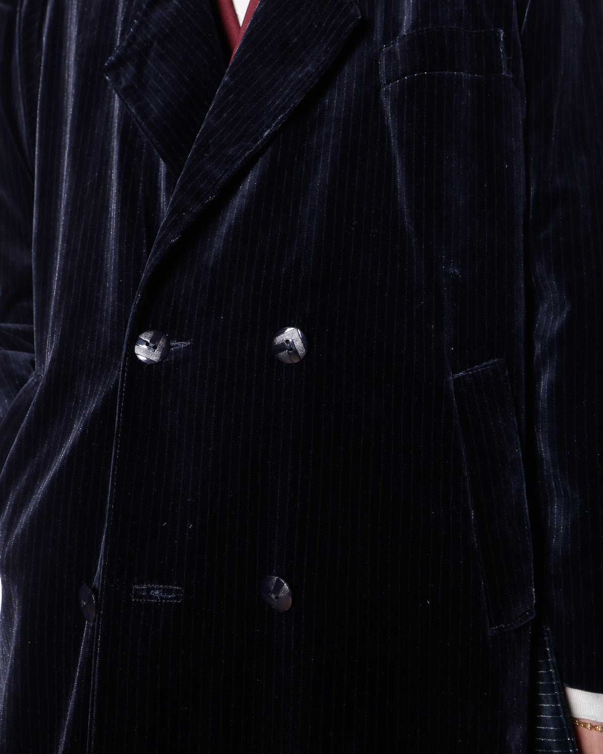 vintage euro stripe velvet double breasted coat