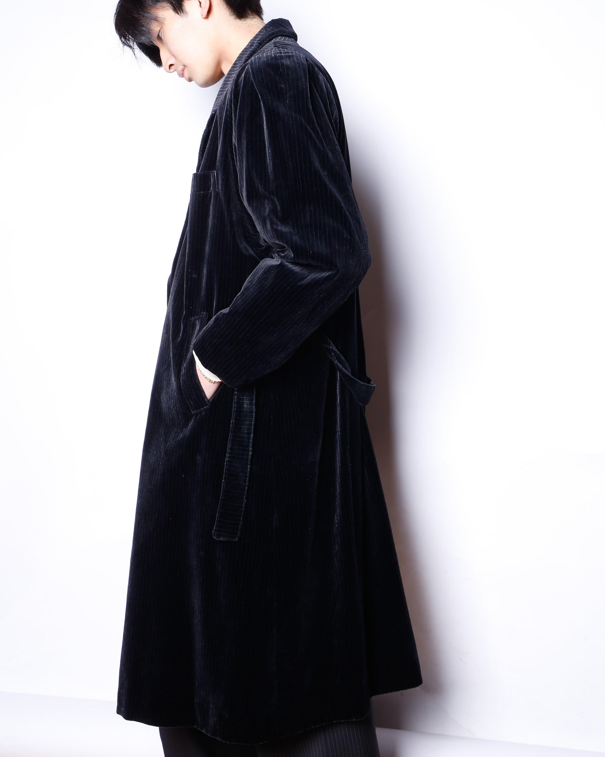 vintage euro stripe velvet double breasted coat