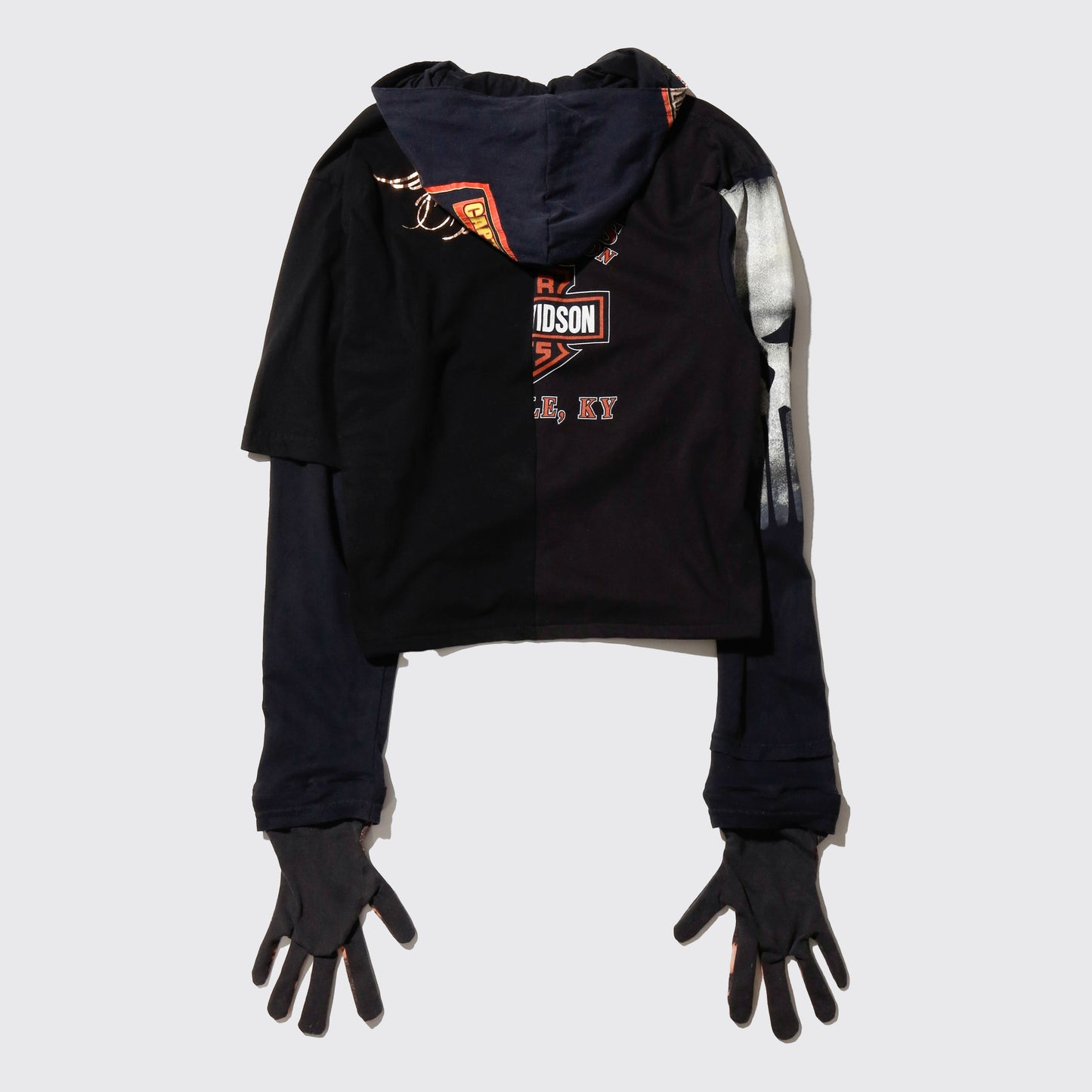 *one-off hybrid hooded cut sew, with detachable gloves