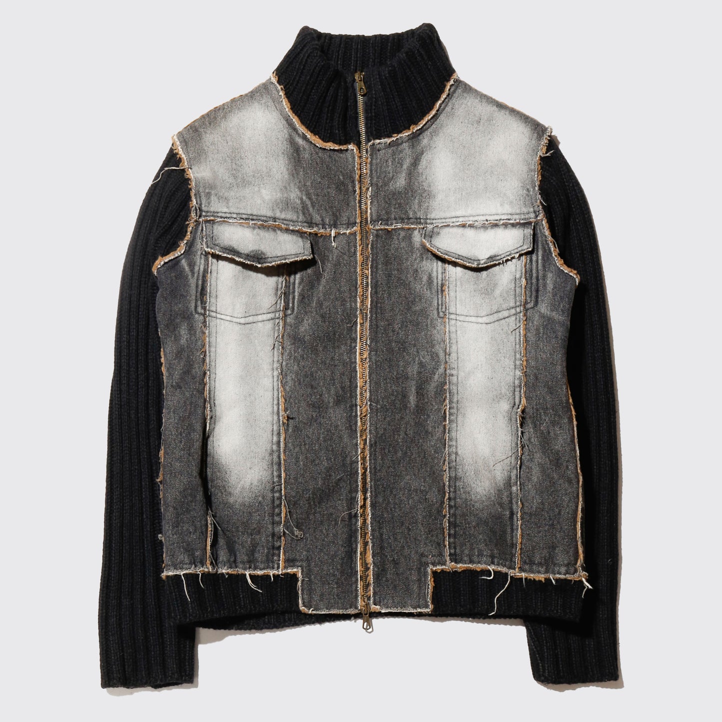 vintage boa denim combi knit jacket