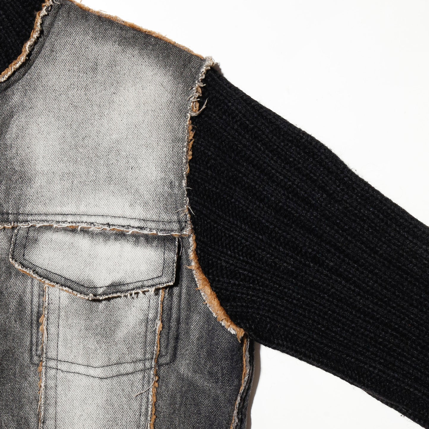 vintage boa denim combi knit jacket