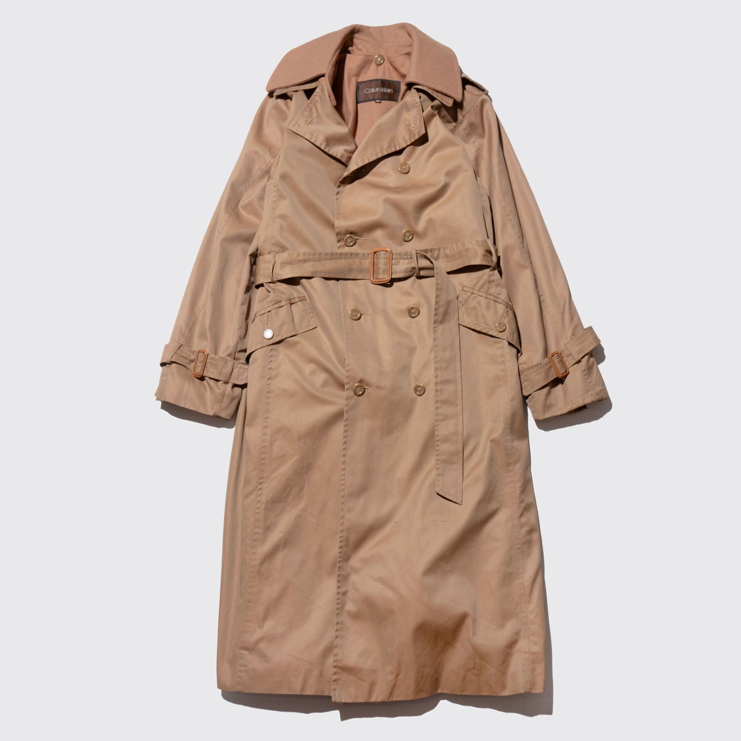 vintage Calvin Klein long trench coat , detachable collar/liner