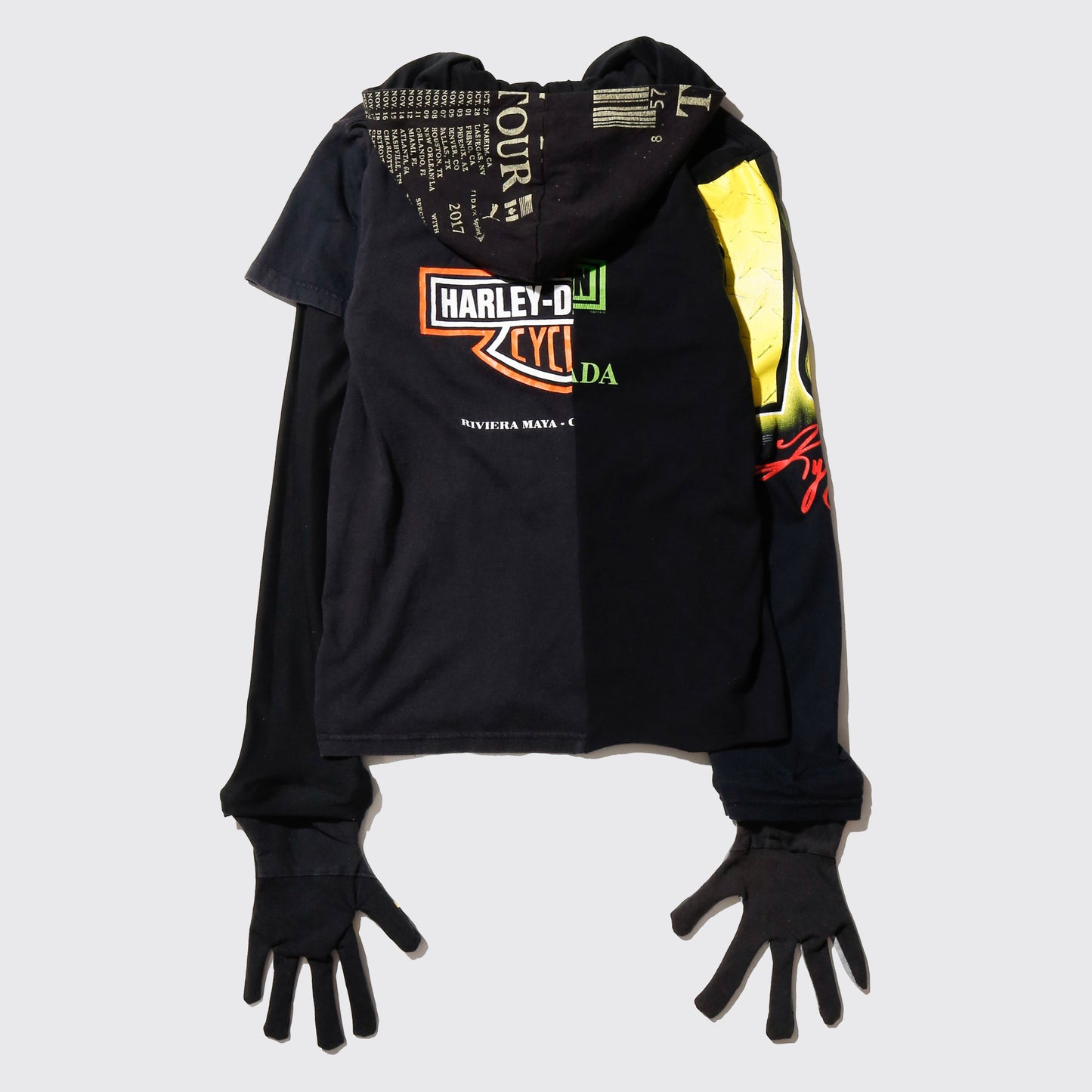 *one-off hybrid hooded cut sew, with detachable gloves