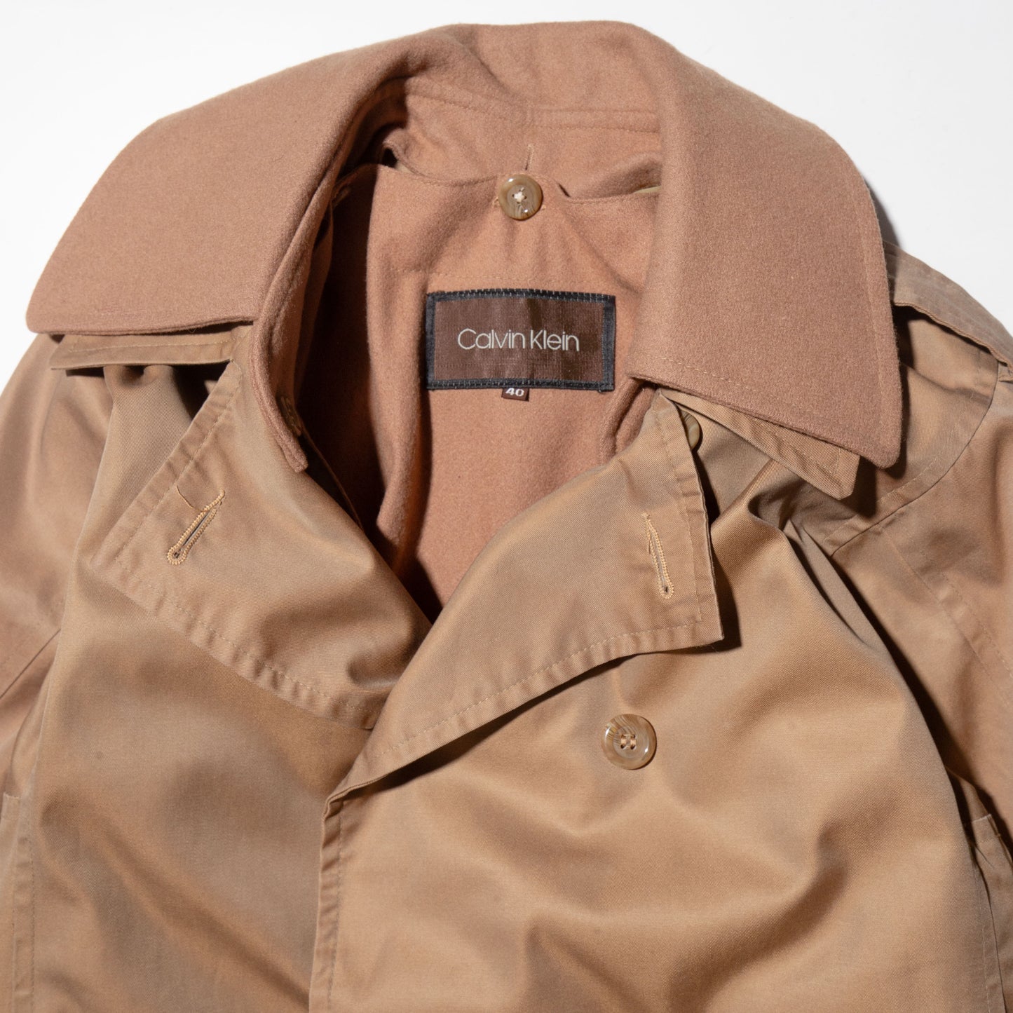 vintage Calvin Klein long trench coat , detachable collar/liner