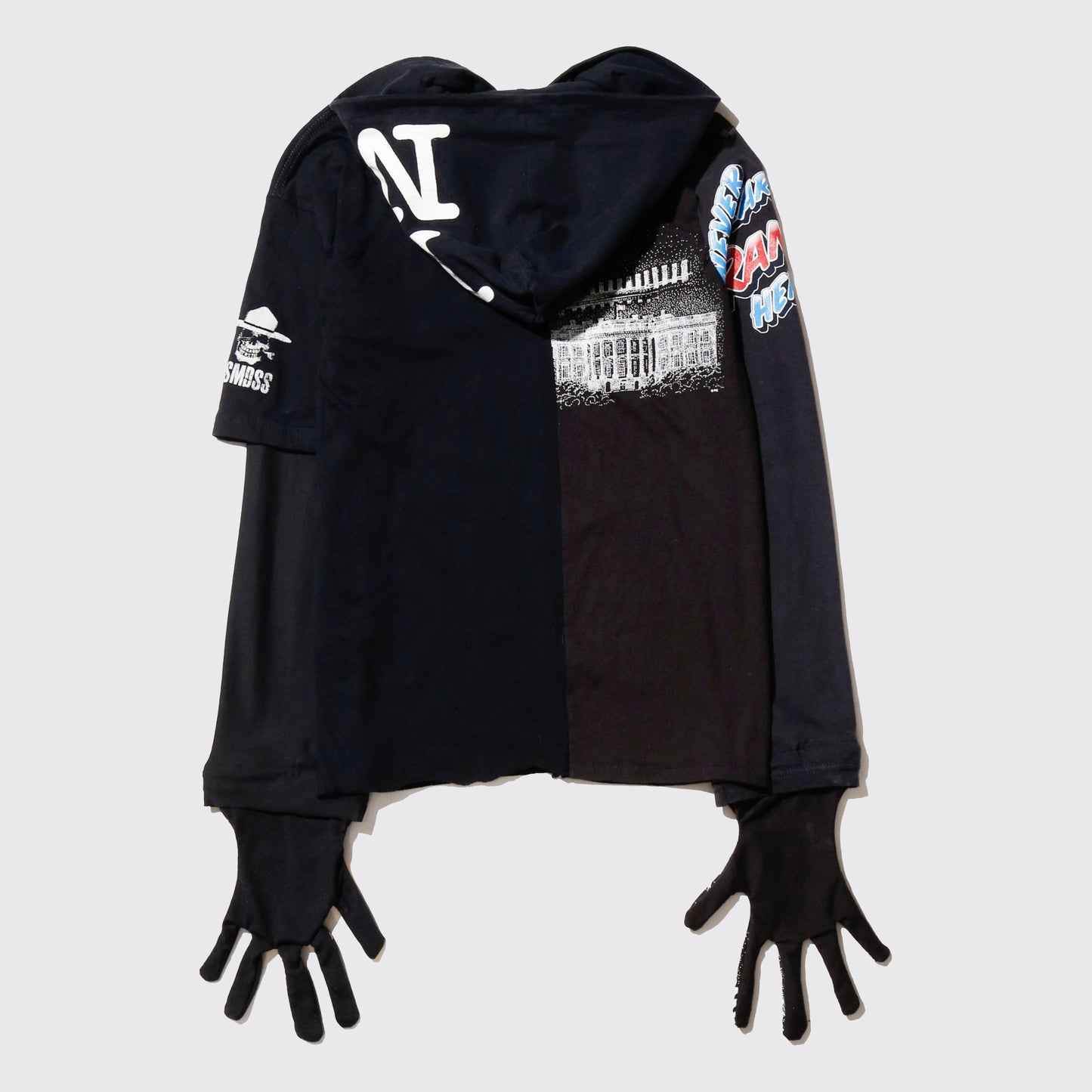 *one-off hybrid hooded cut sew, with detachable gloves