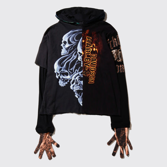 *one-off hybrid hooded cut sew, with detachable gloves