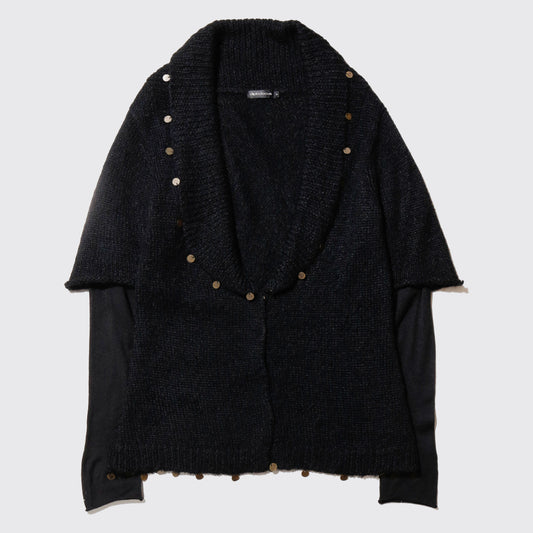 vintage layered sleeve medal cardigan