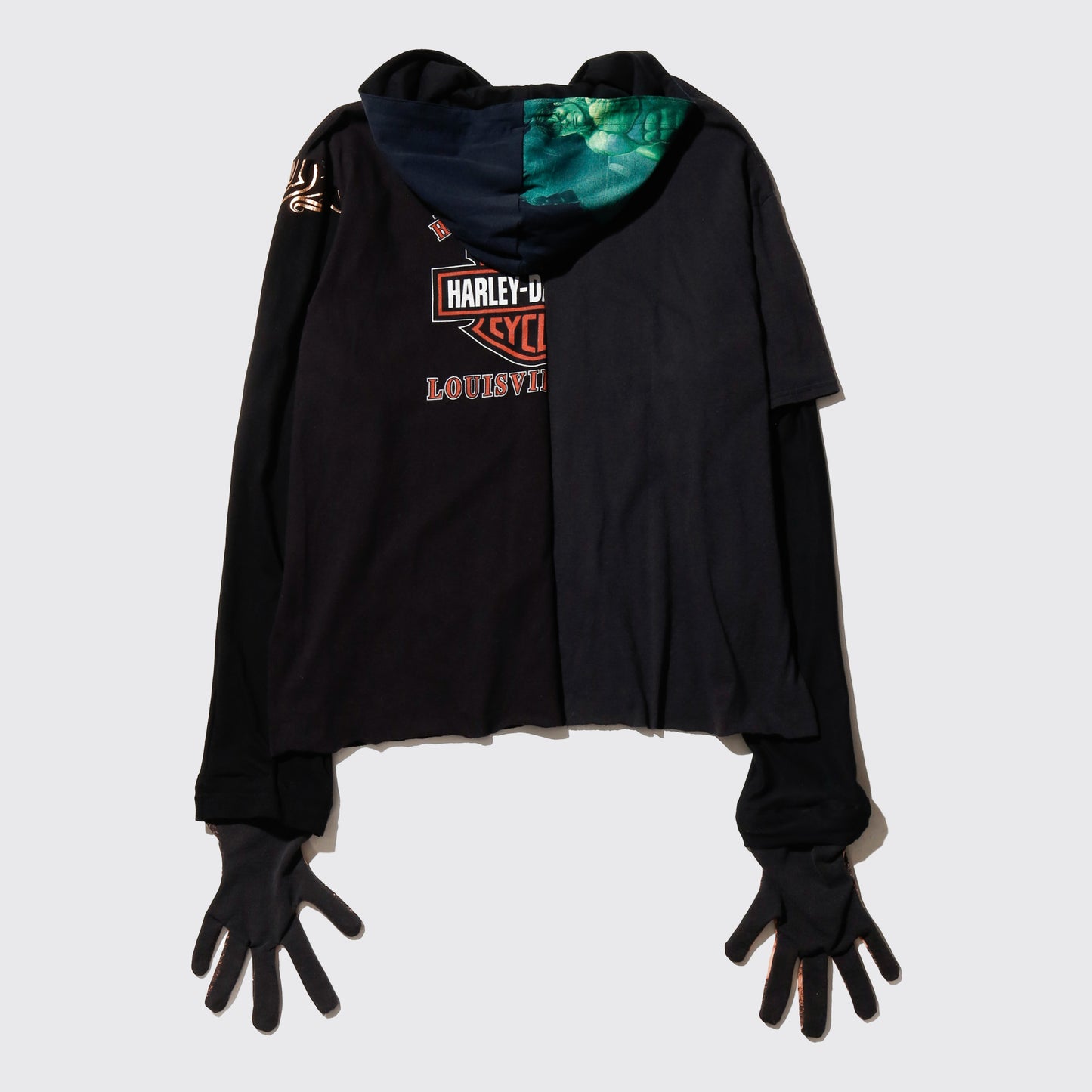 *one-off hybrid hooded cut sew, with detachable gloves