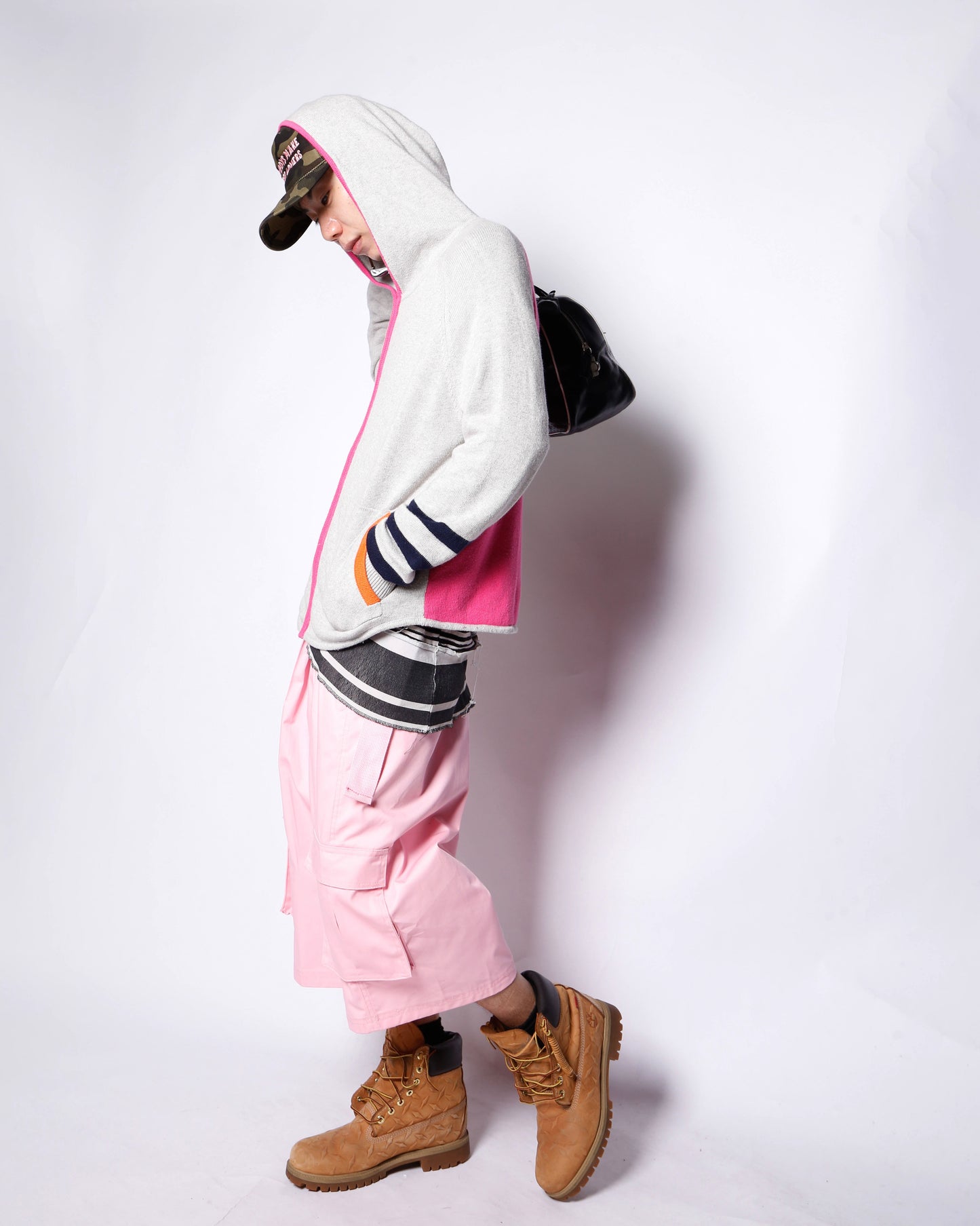 vintage switch knit hoodie