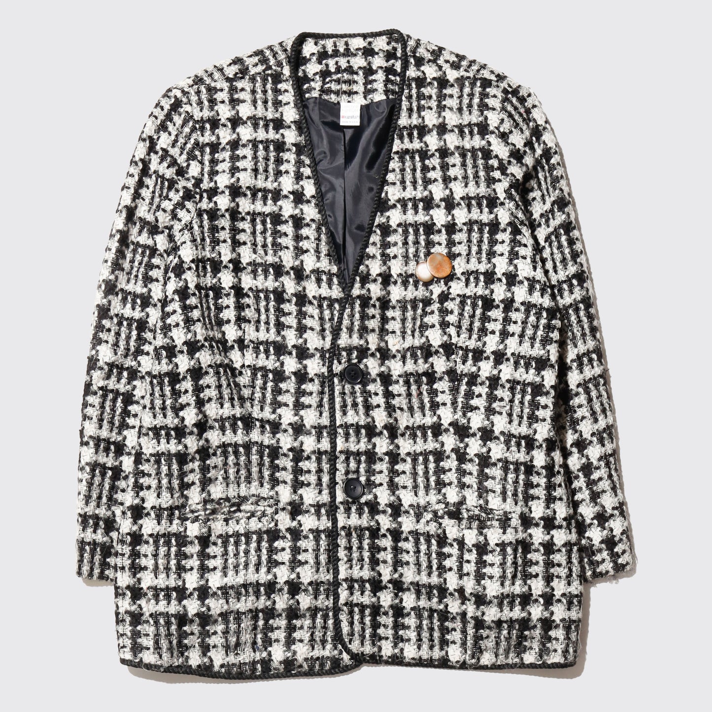 vintage check tweed jacket, with copper badge