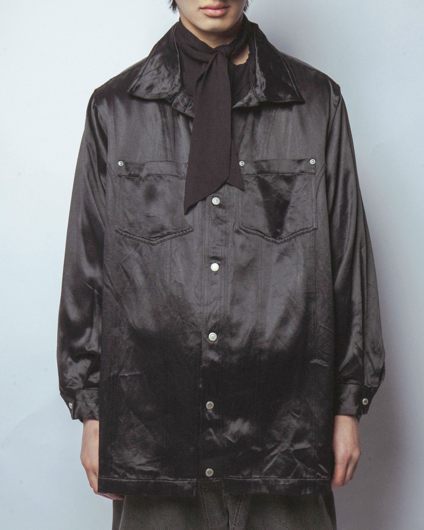 vintage satin trucker shirt jacket