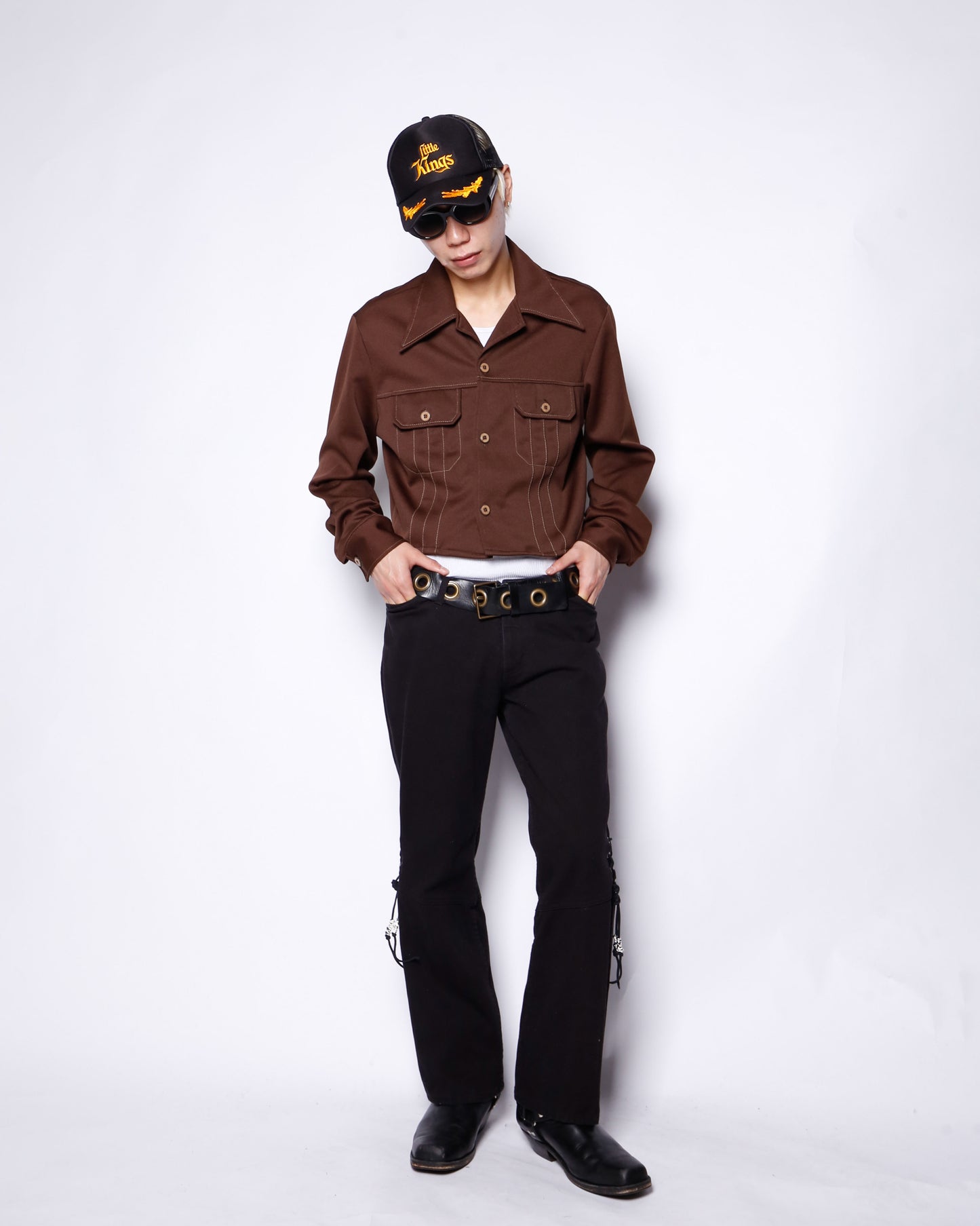 vintage harley-davidson lace up knee flare trousers