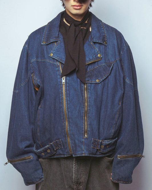 vintage loose denim riders jacket