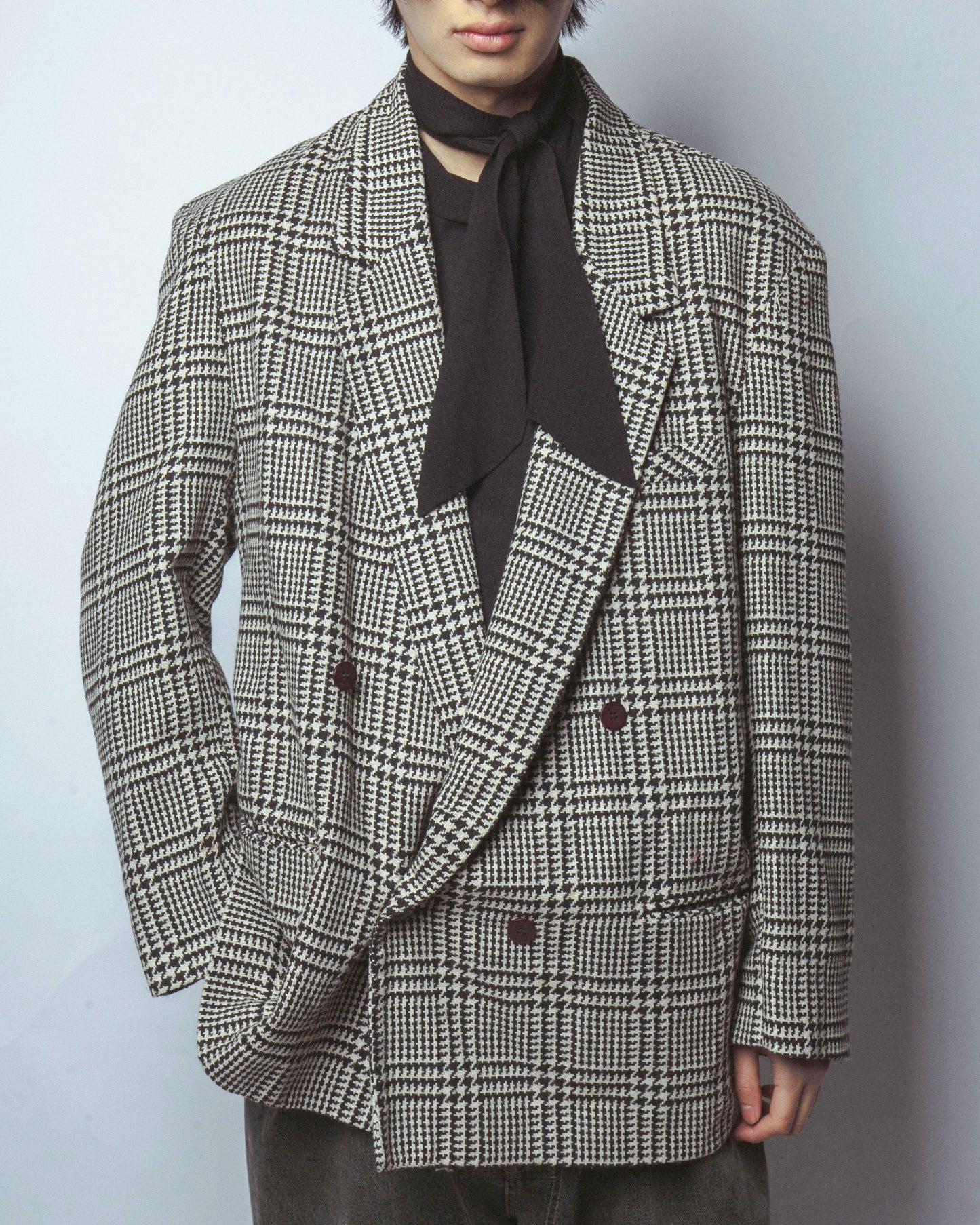 vintage dropped gorge line double breasted tailored jacket