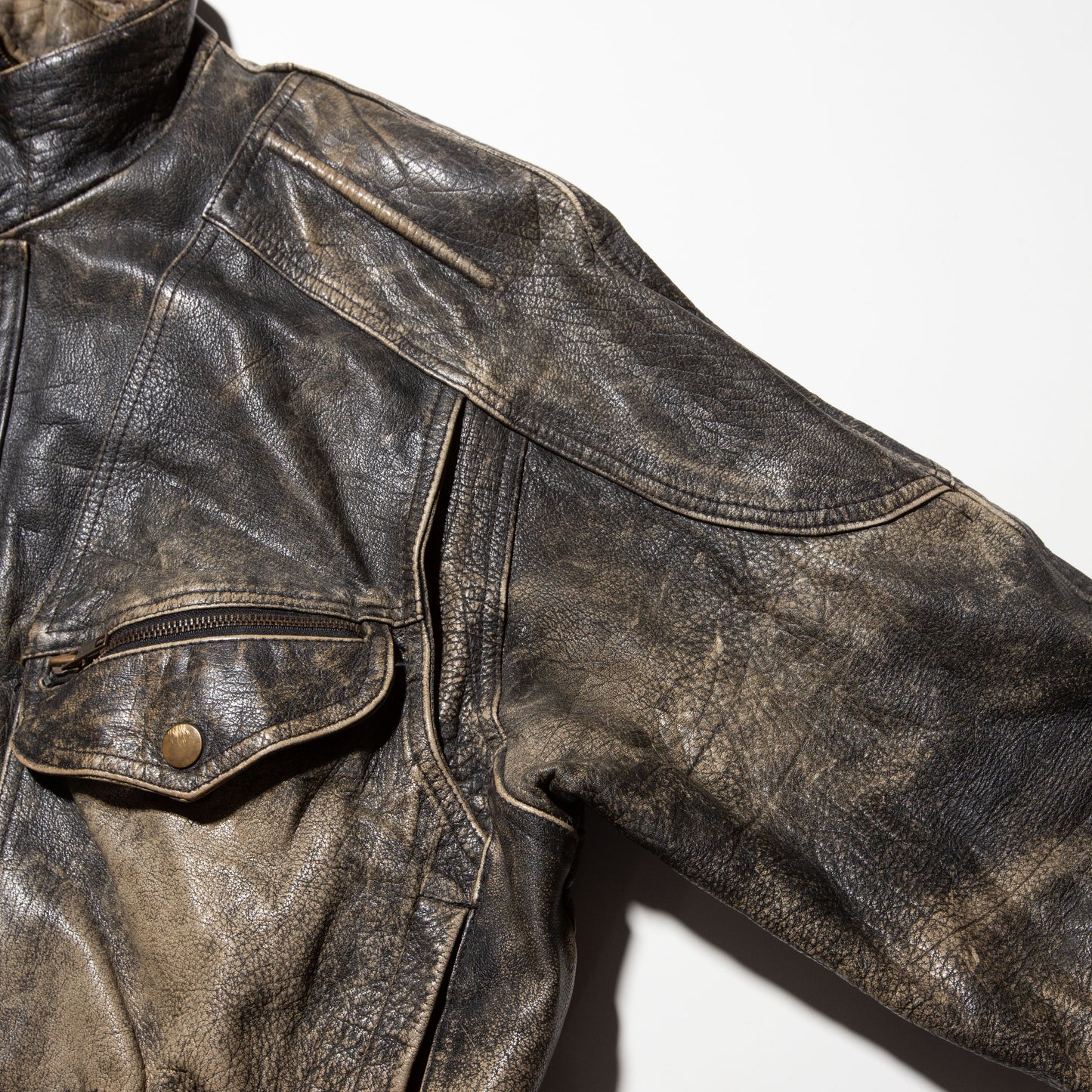 vintage faded aviator leather jacket