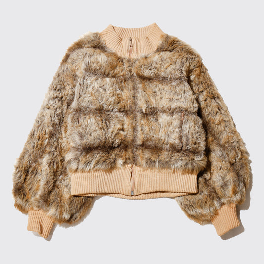 vintage cropped wide faux fur jacket
