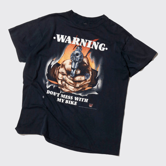 vintage 90's "warning" gunpoint t-shirt
