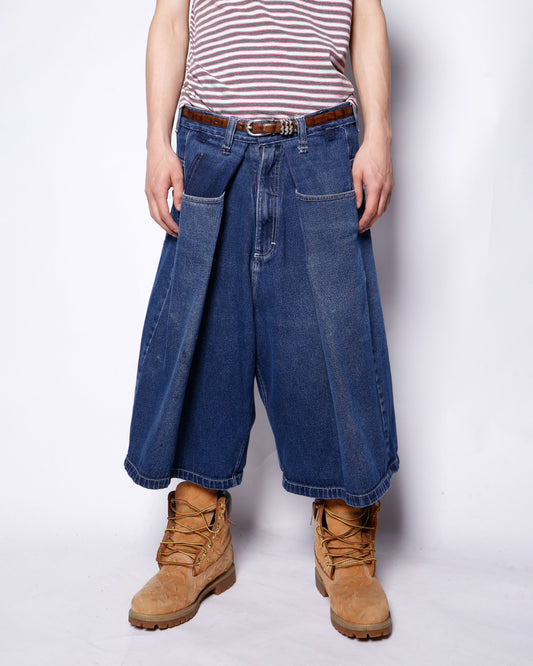 vintage south pole center tuck wide denim shorts