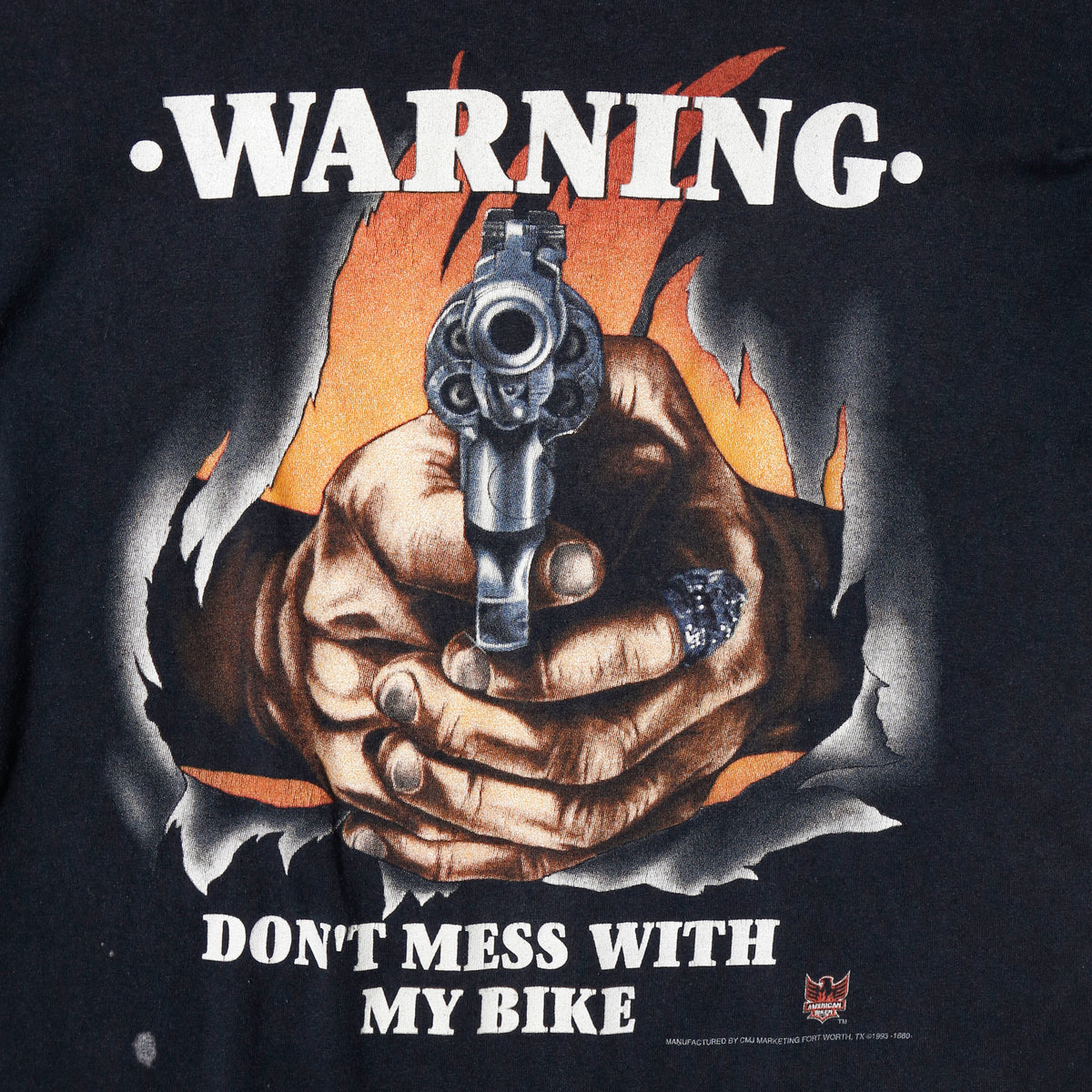 vintage 90's "warning" gunpoint t-shirt