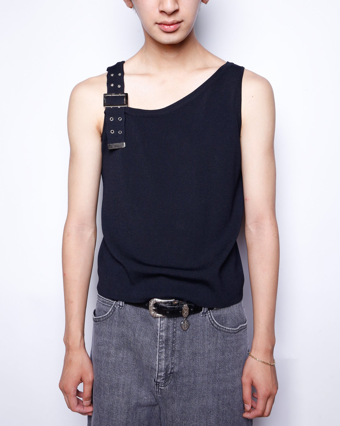 vintage belted shoulder tank top