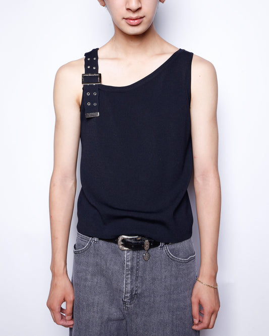 vintage belted shoulder tank top