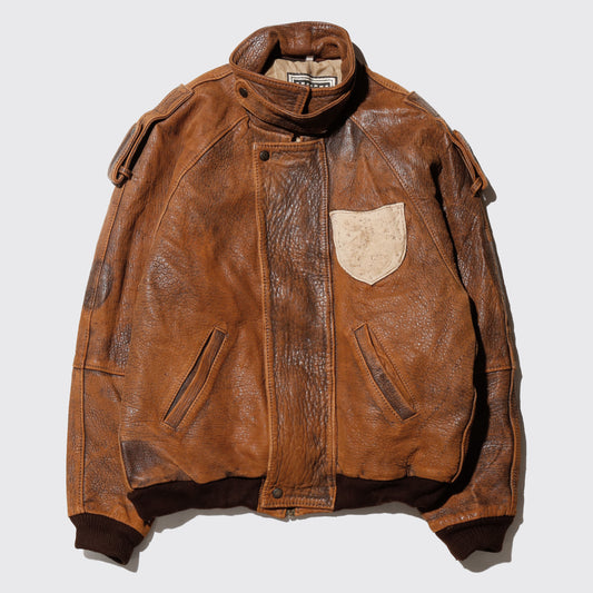 vintage Members Only emblem aviator leather jacket