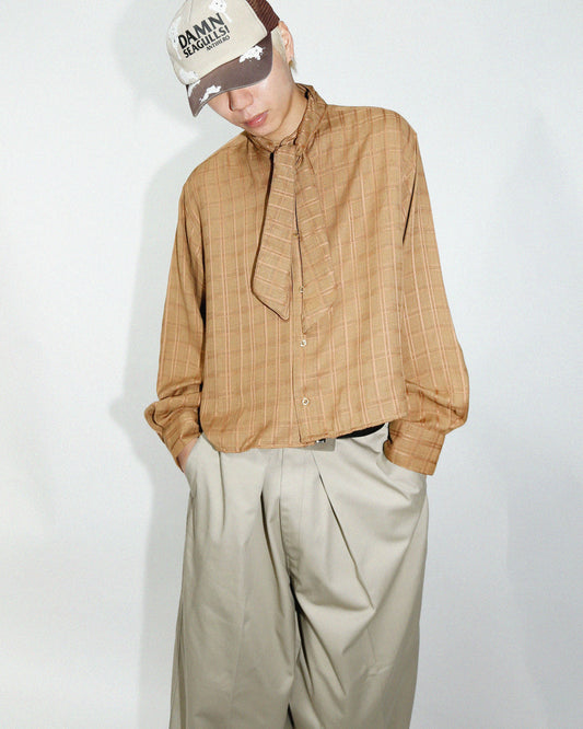 *one-off cropped bowtie check shirt