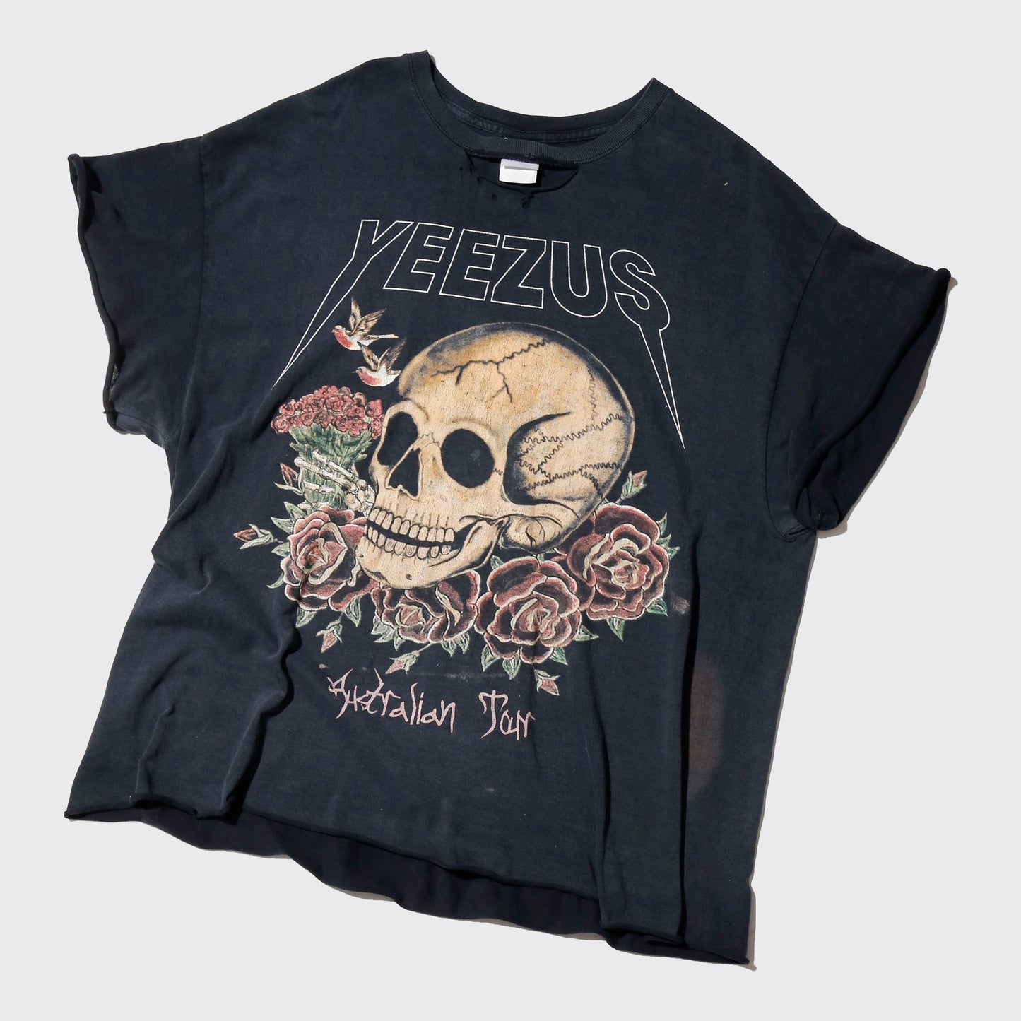 vintage 2014's kanye west yeezus australian tour t-shirt, *cut off