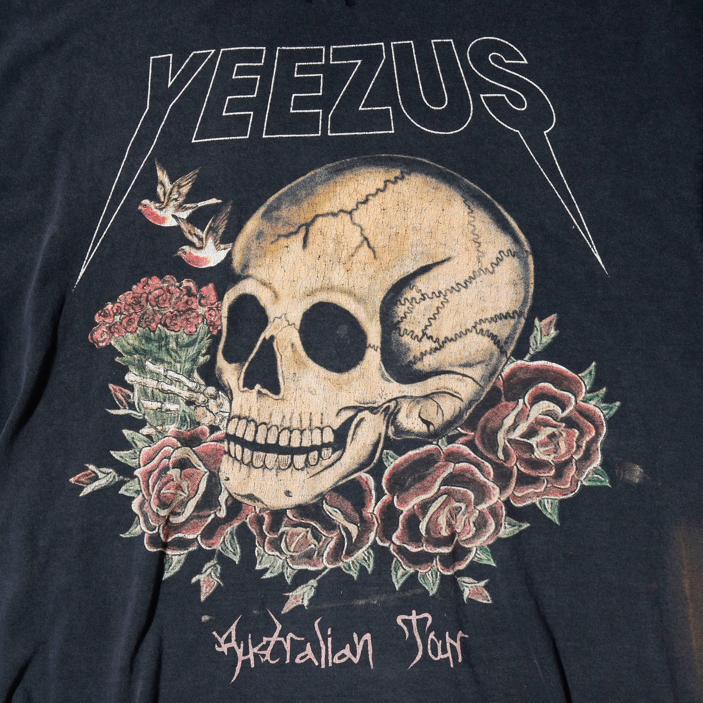 vintage 2014's kanye west yeezus australian tour t-shirt, *cut off