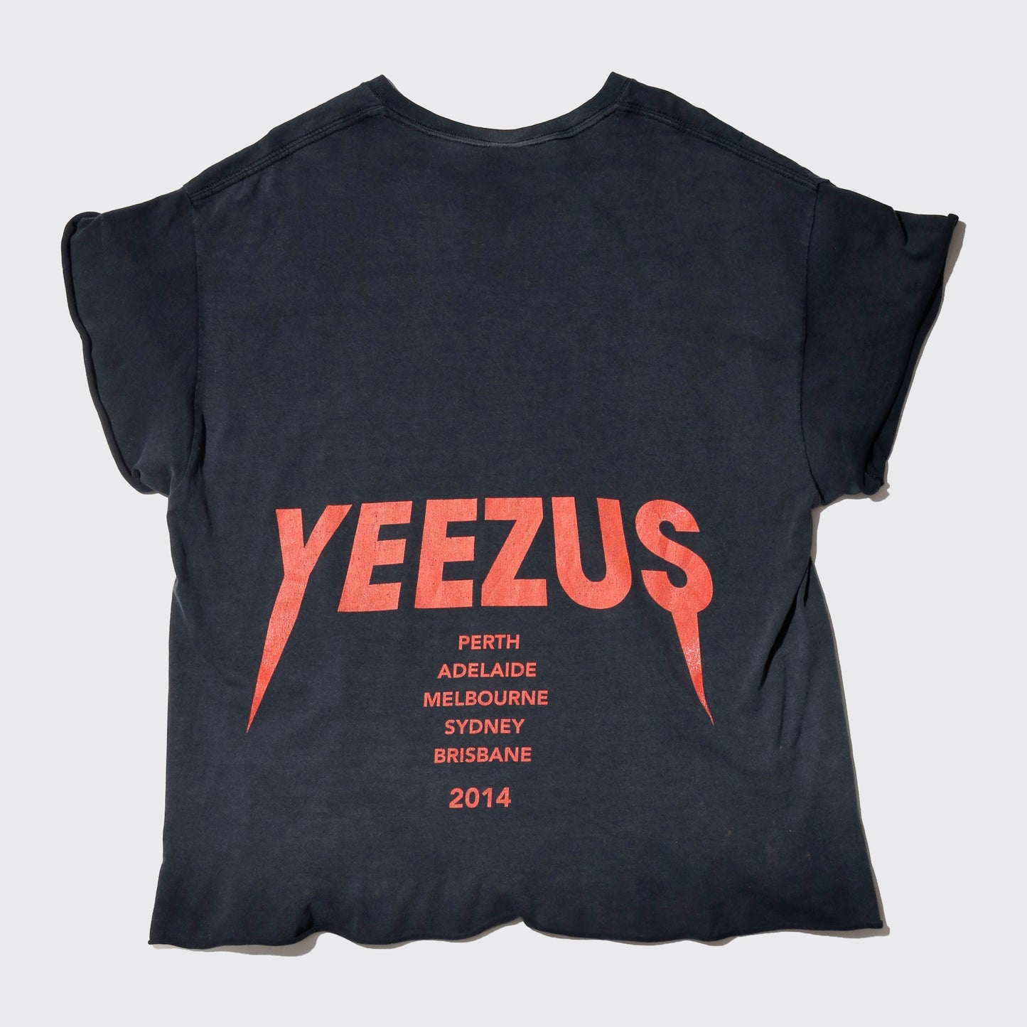 vintage 2014's kanye west yeezus australian tour t-shirt, *cut off