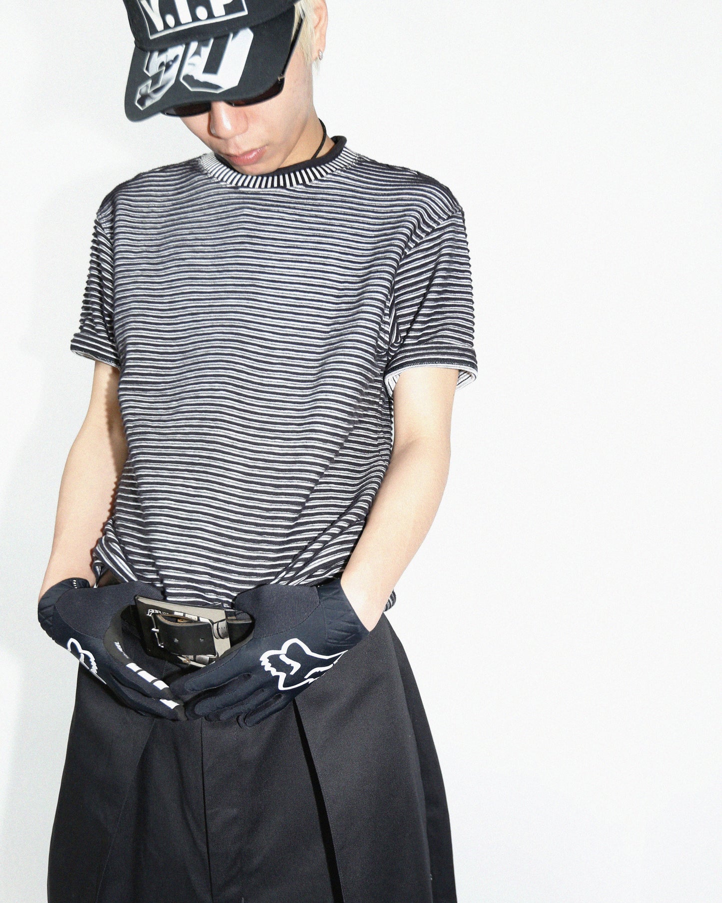 vintage 90's junko koshino for men textured border h/s cut sew