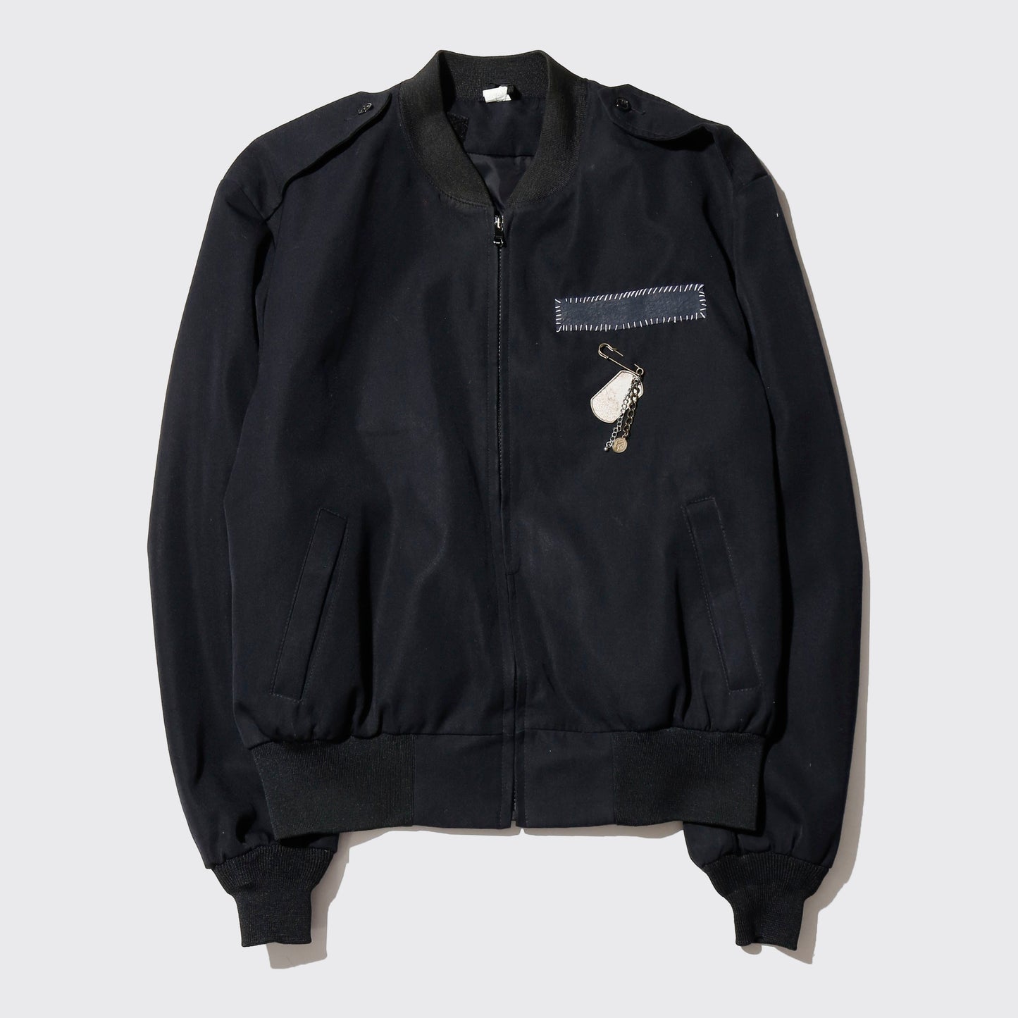vintage officer jacket with dogtag pin
