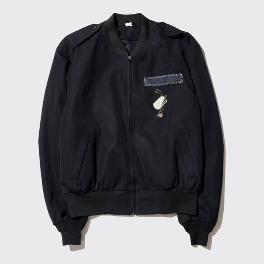 vintage officer jacket with dogtag pin