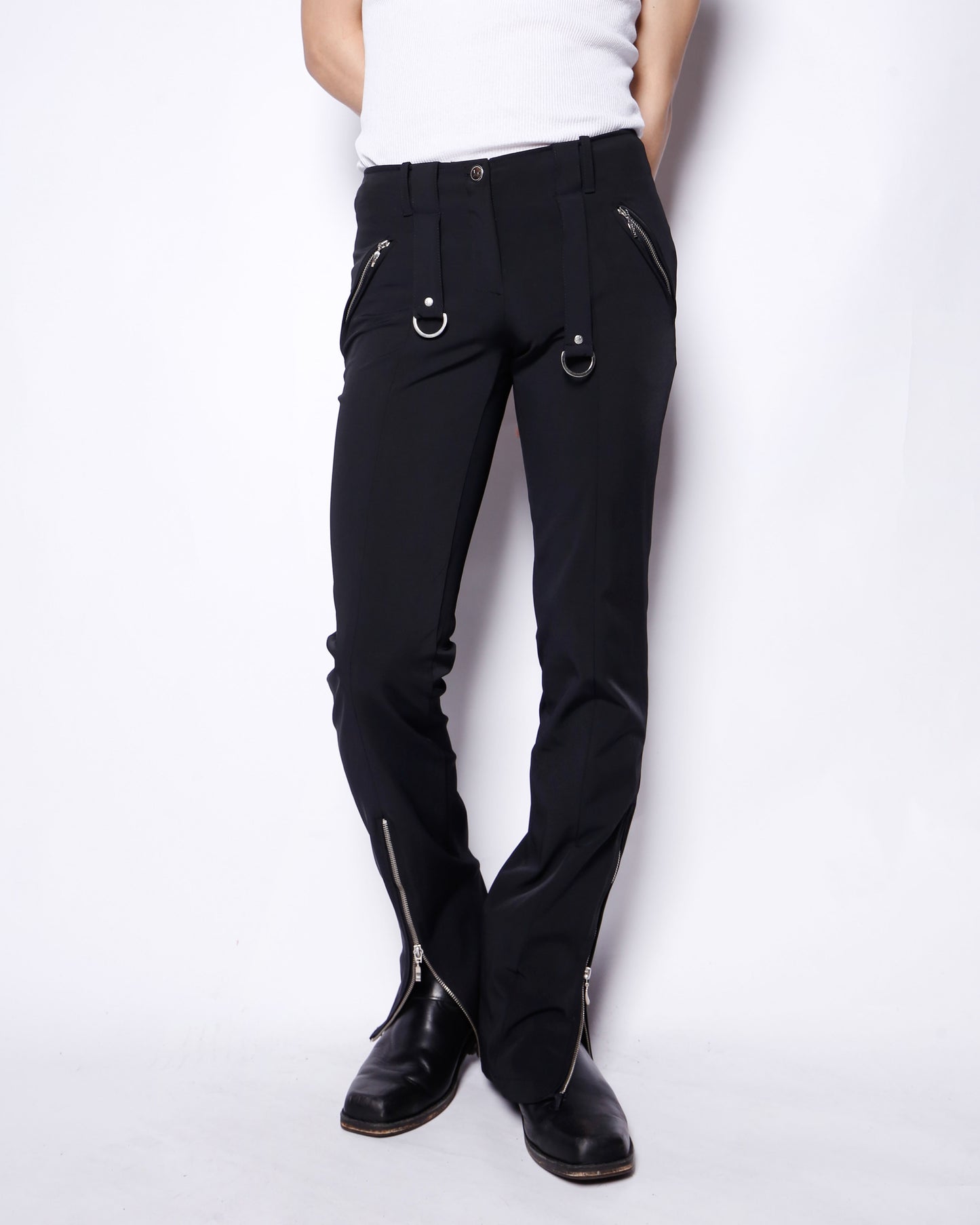 vintage asymmetry zipped trousers