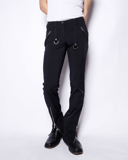 vintage asymmetry zipped trousers