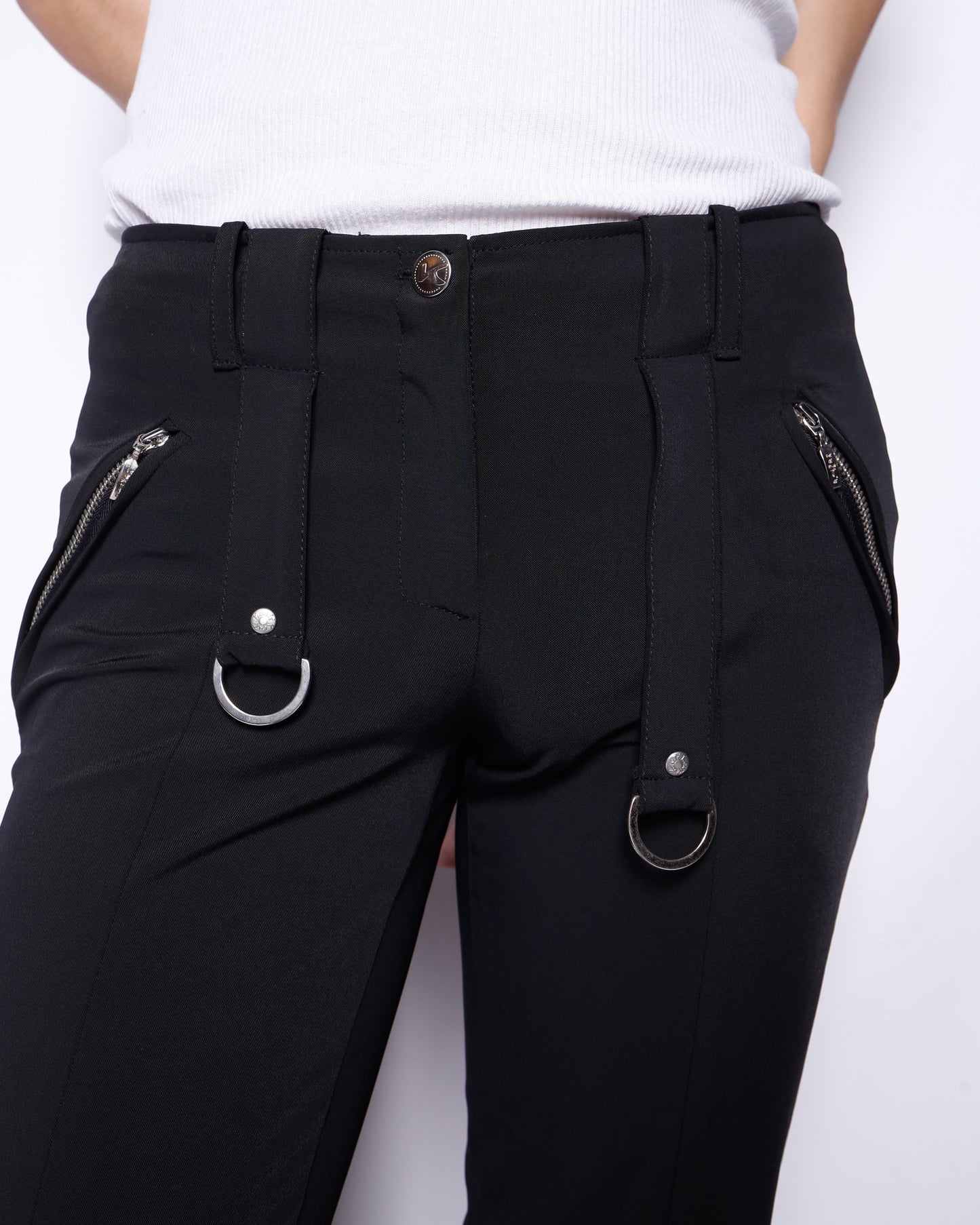 vintage asymmetry zipped trousers
