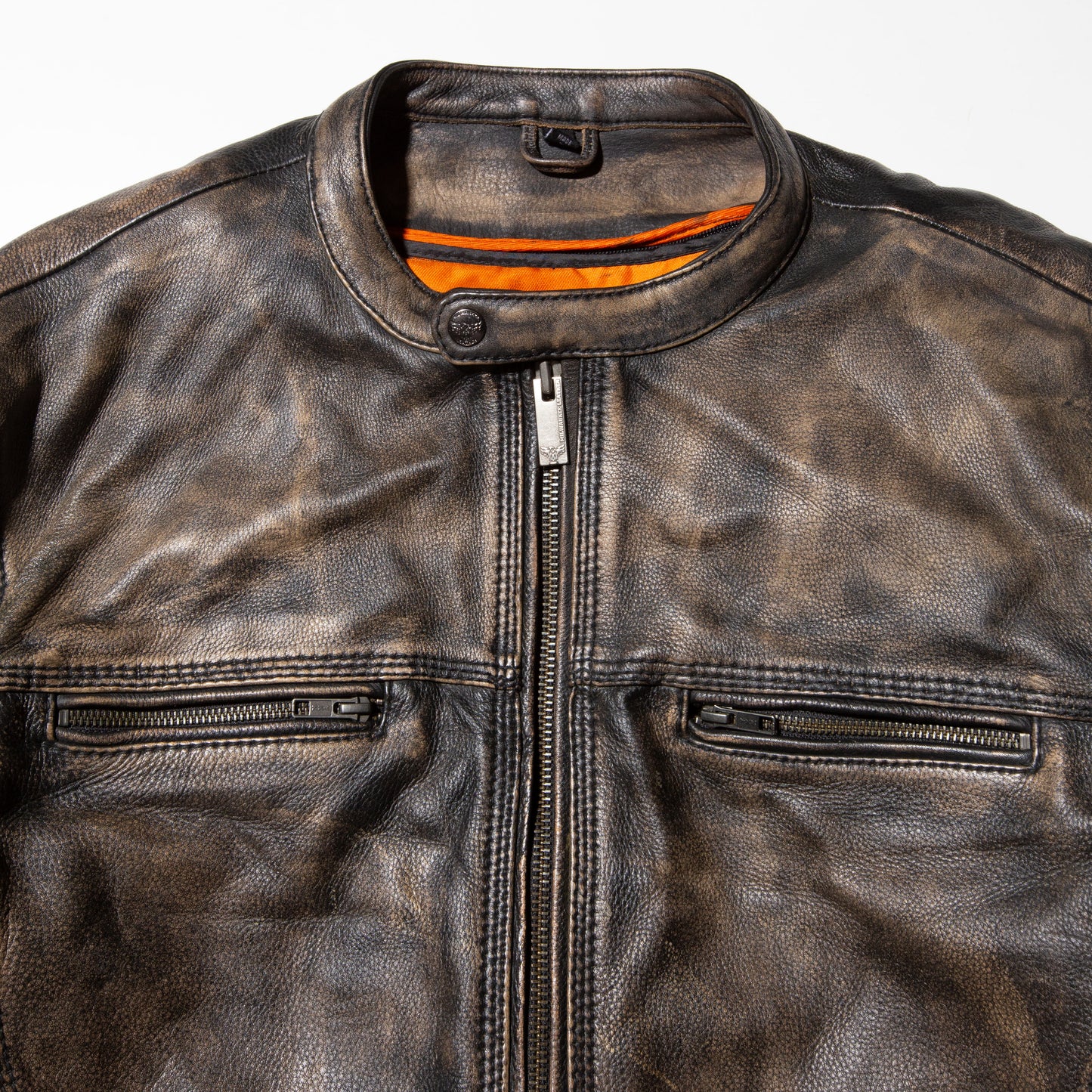 vintage faded loose single leather jacket