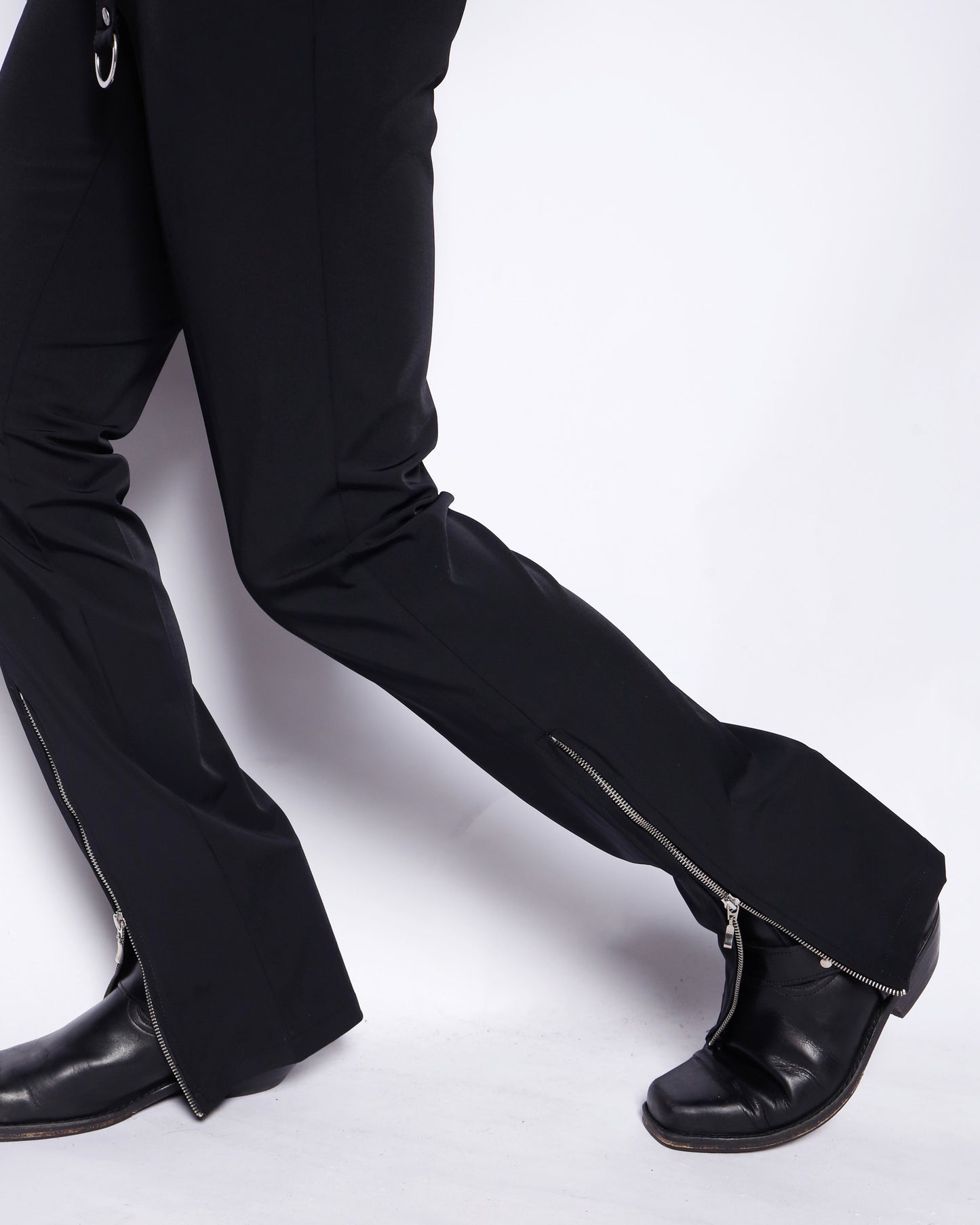 vintage asymmetry zipped trousers