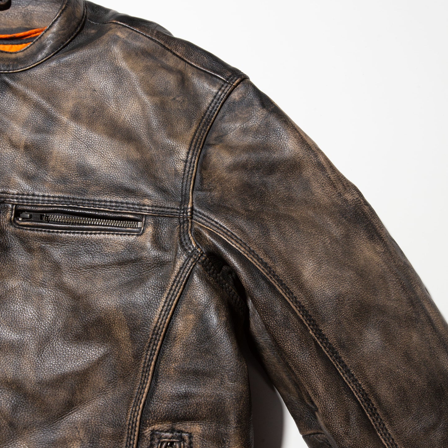 vintage faded loose single leather jacket
