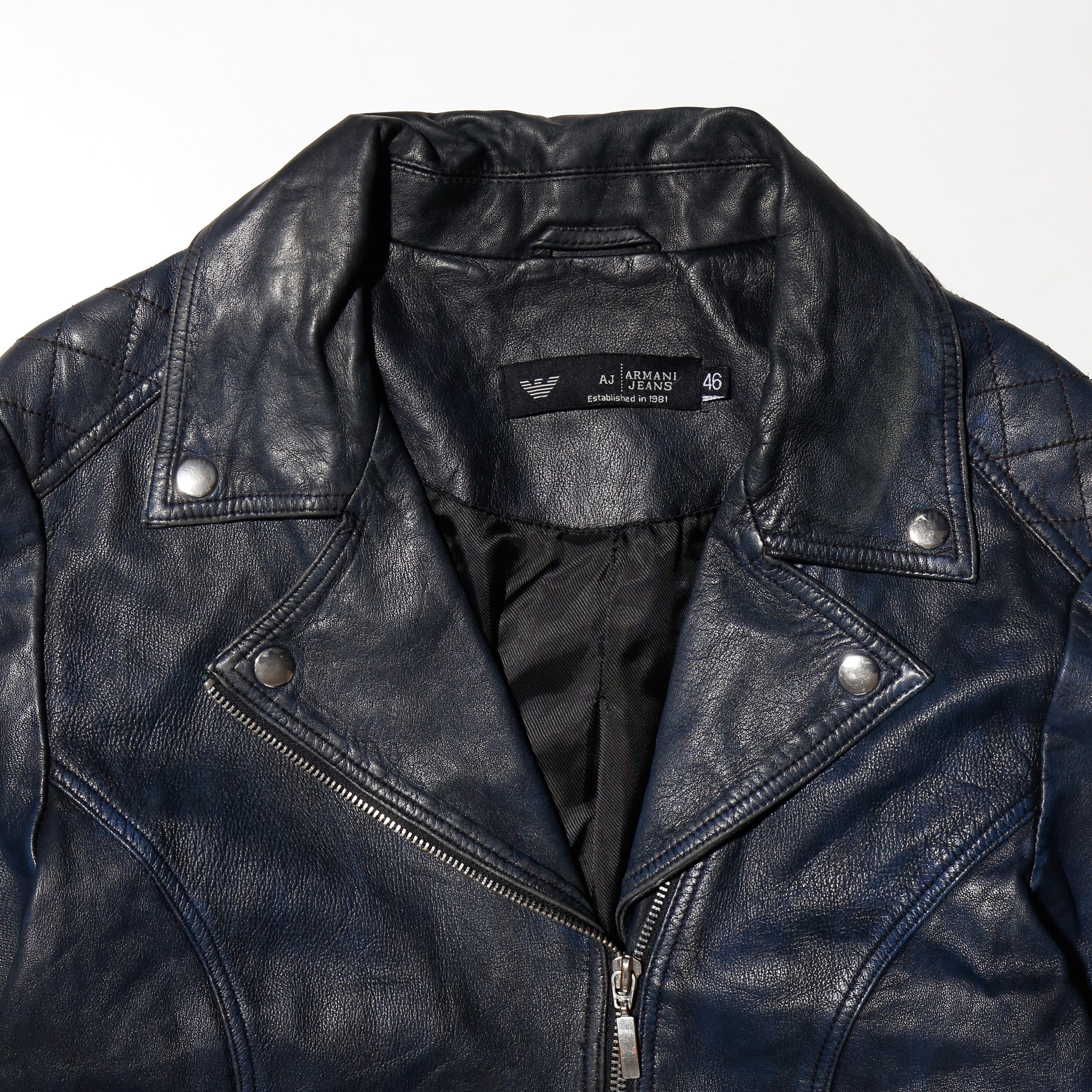 vintage 00's Armani faded double riders leather jacket – NOILL
