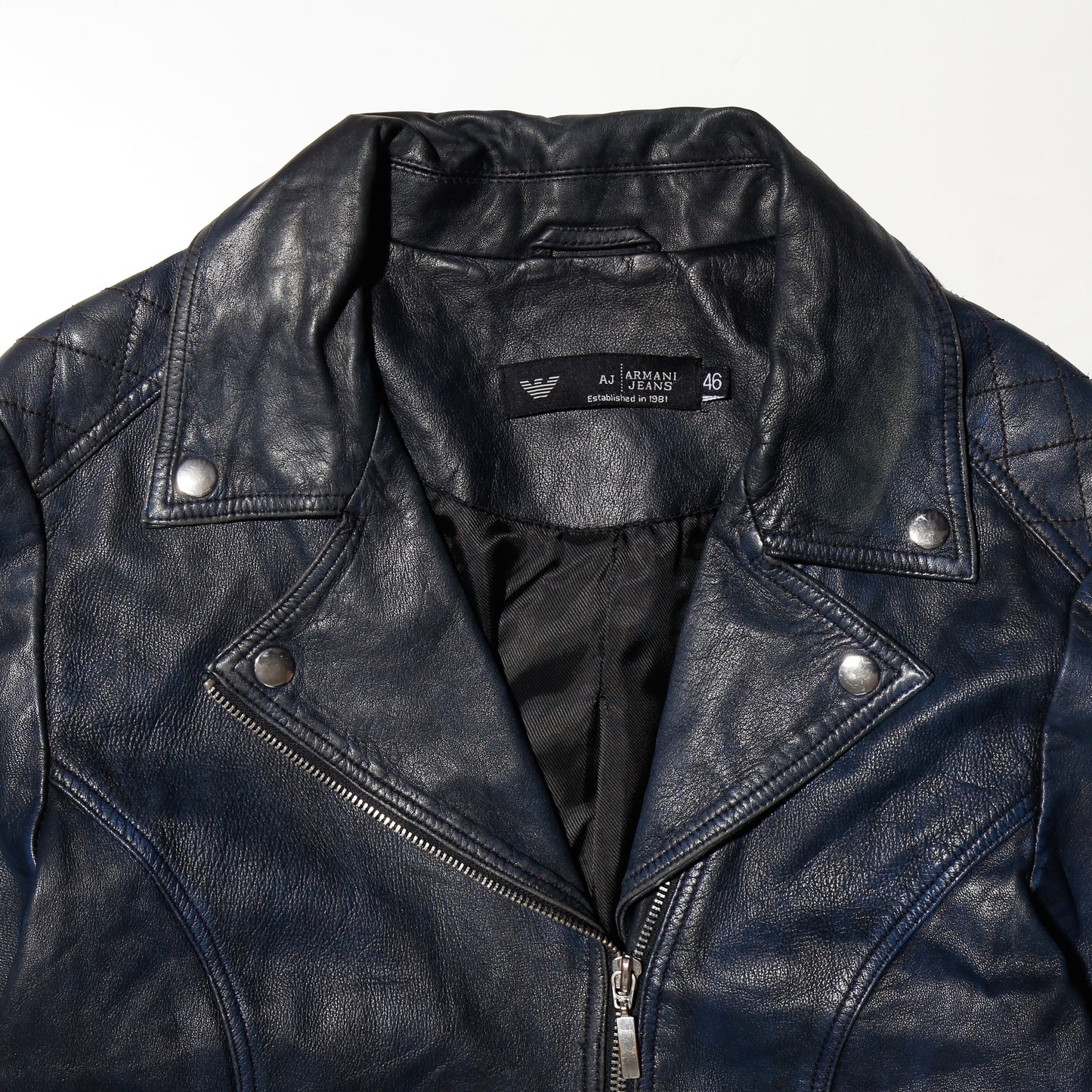 vintage 00's Armani faded double riders leather jacket